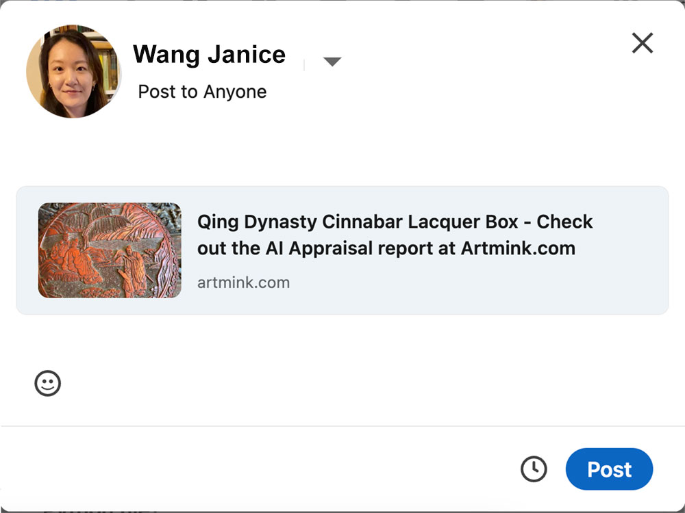 Share Artmink Appraisal Report on LinkedIn / Social Media