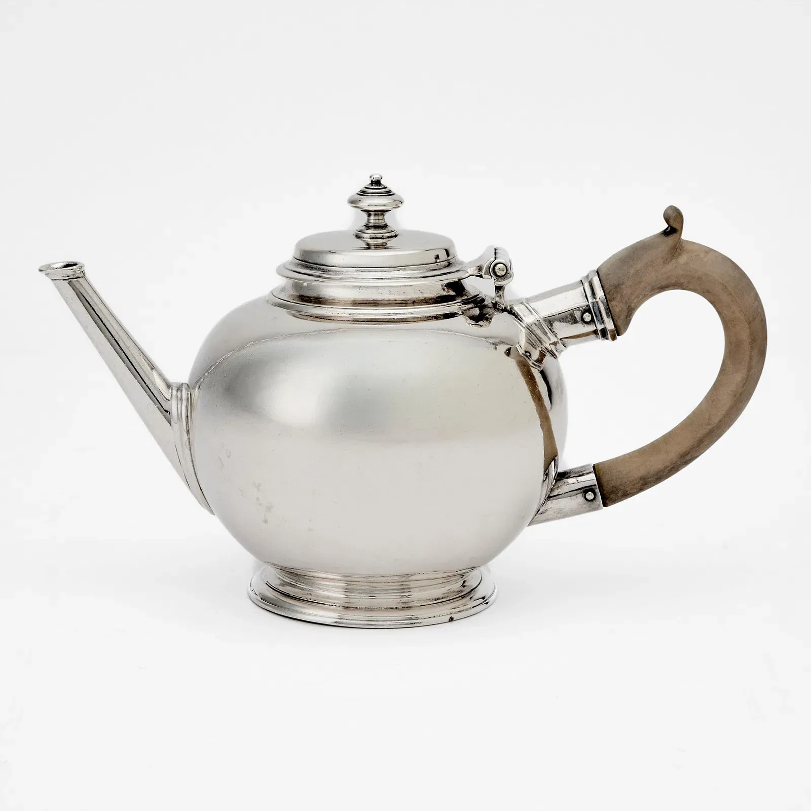 English George III Period Silver Teapot with Wood Handle