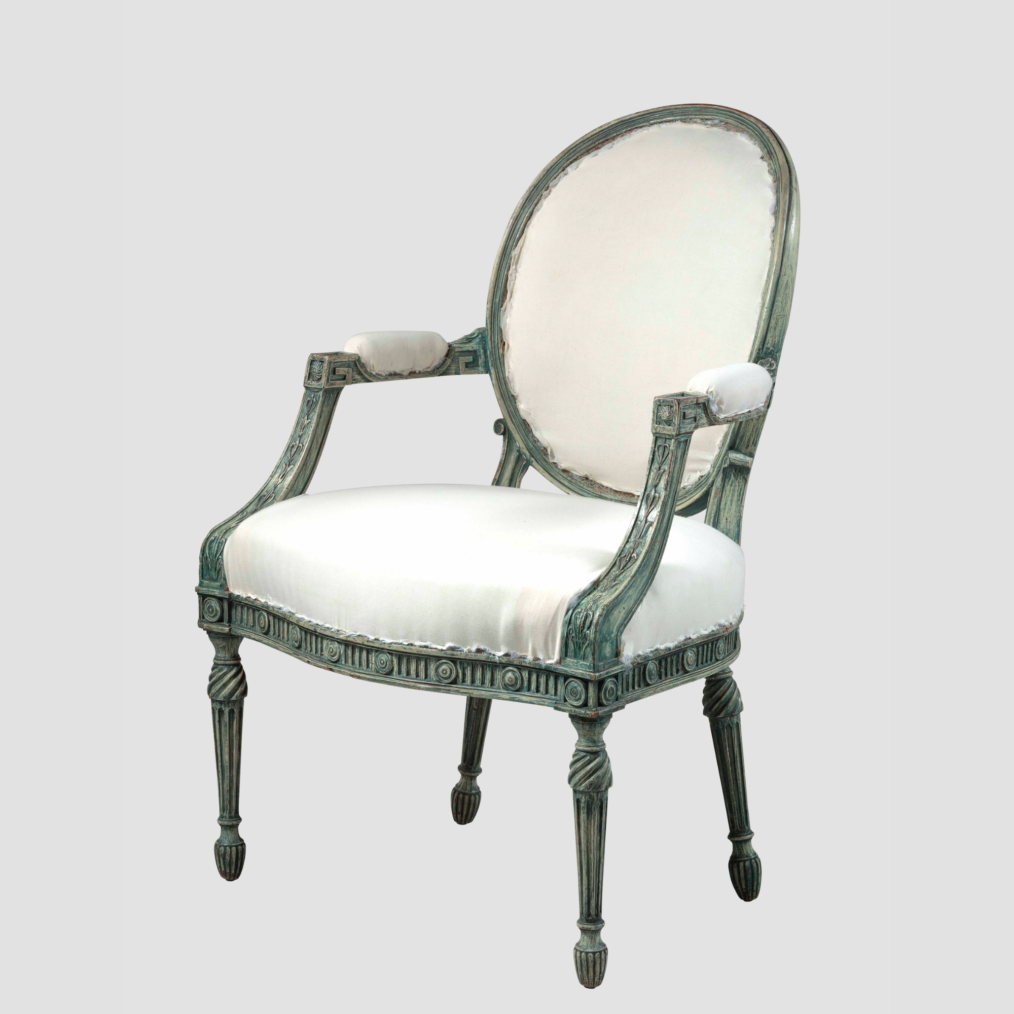 Painted Neoclassical Open Armchair Mayhew and Ince
