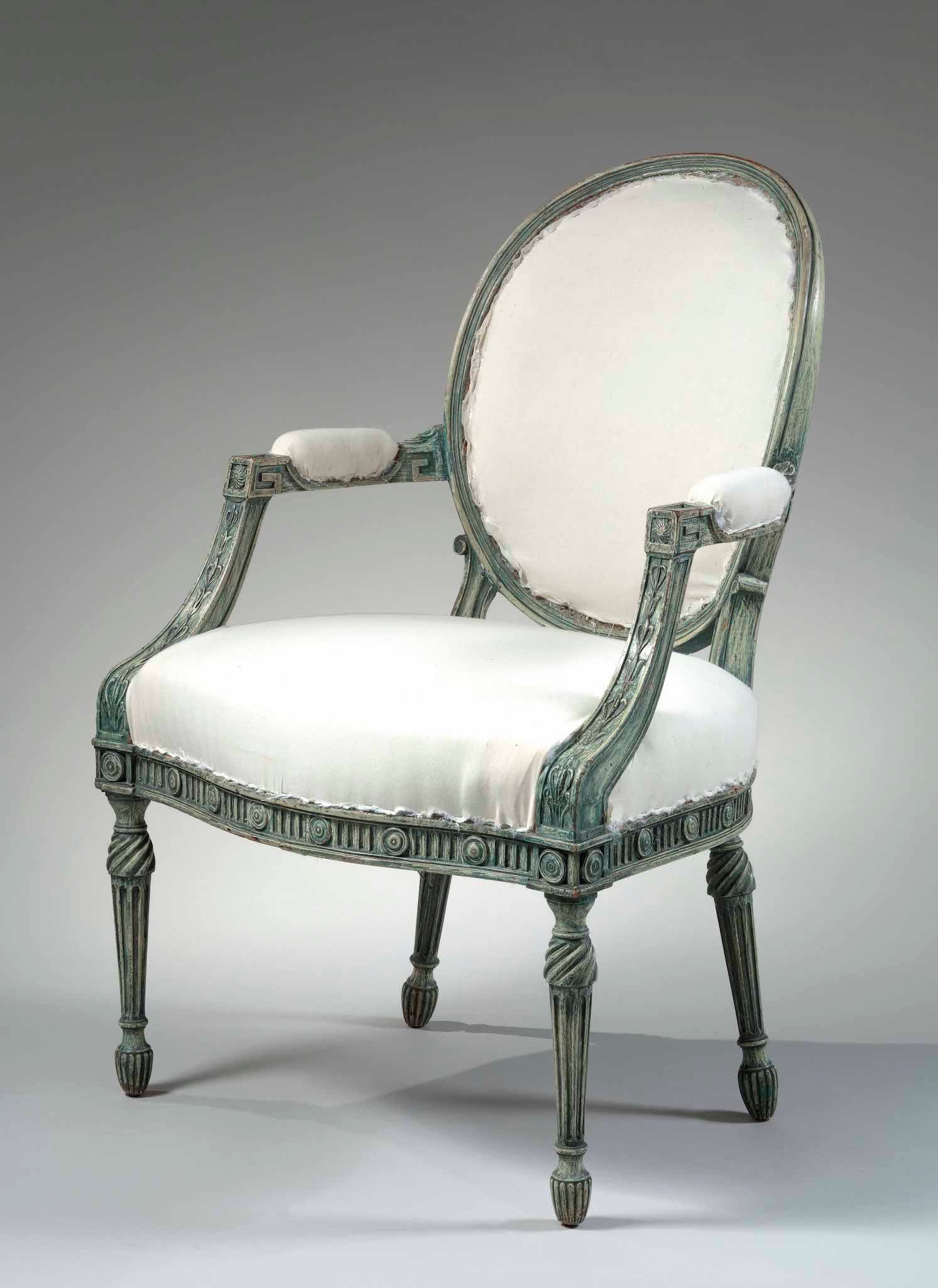 Painted Neoclassical Open Armchair Mayhew and Ince thumbnail 5