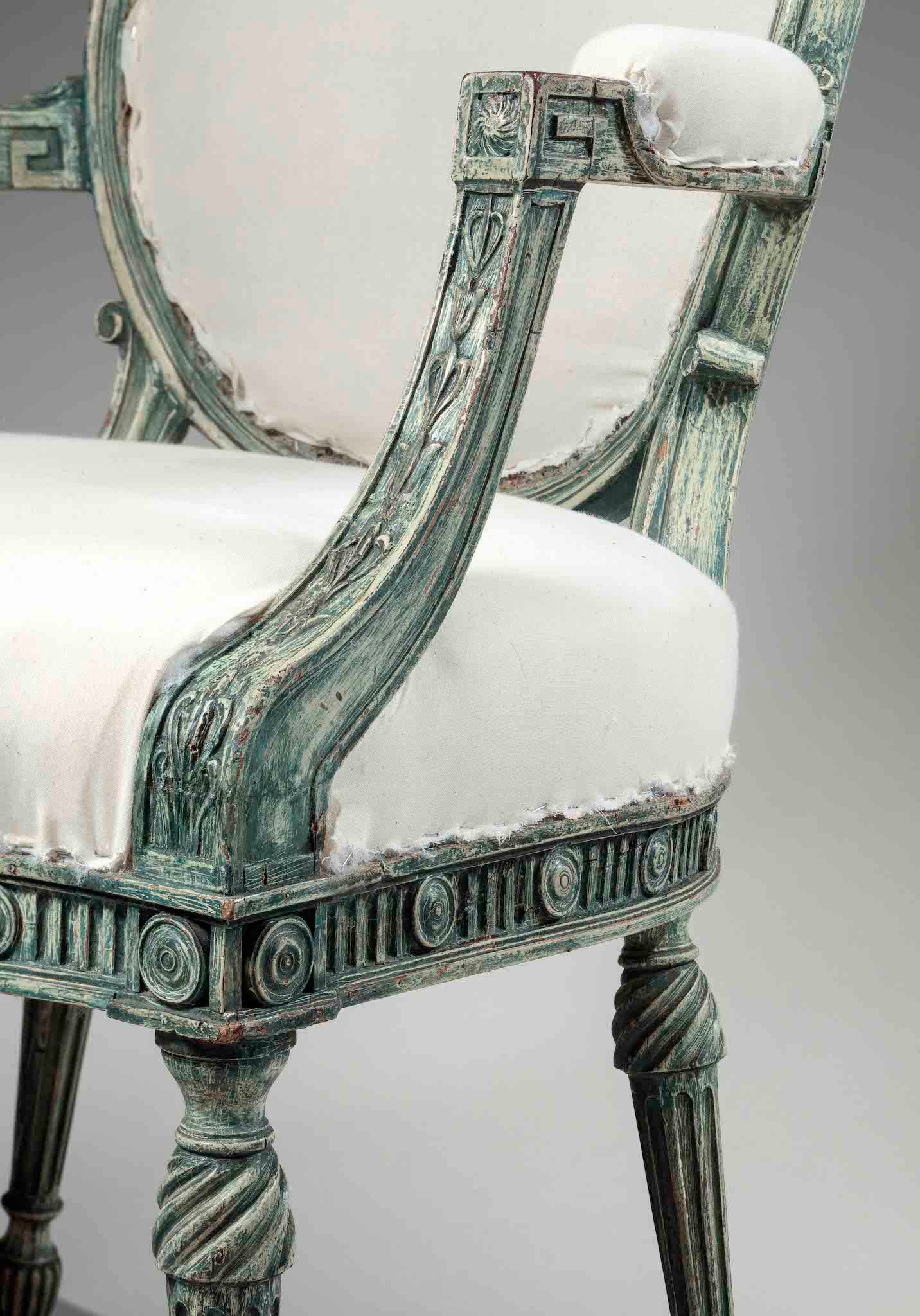 Painted Neoclassical Open Armchair Mayhew and Ince thumbnail 7