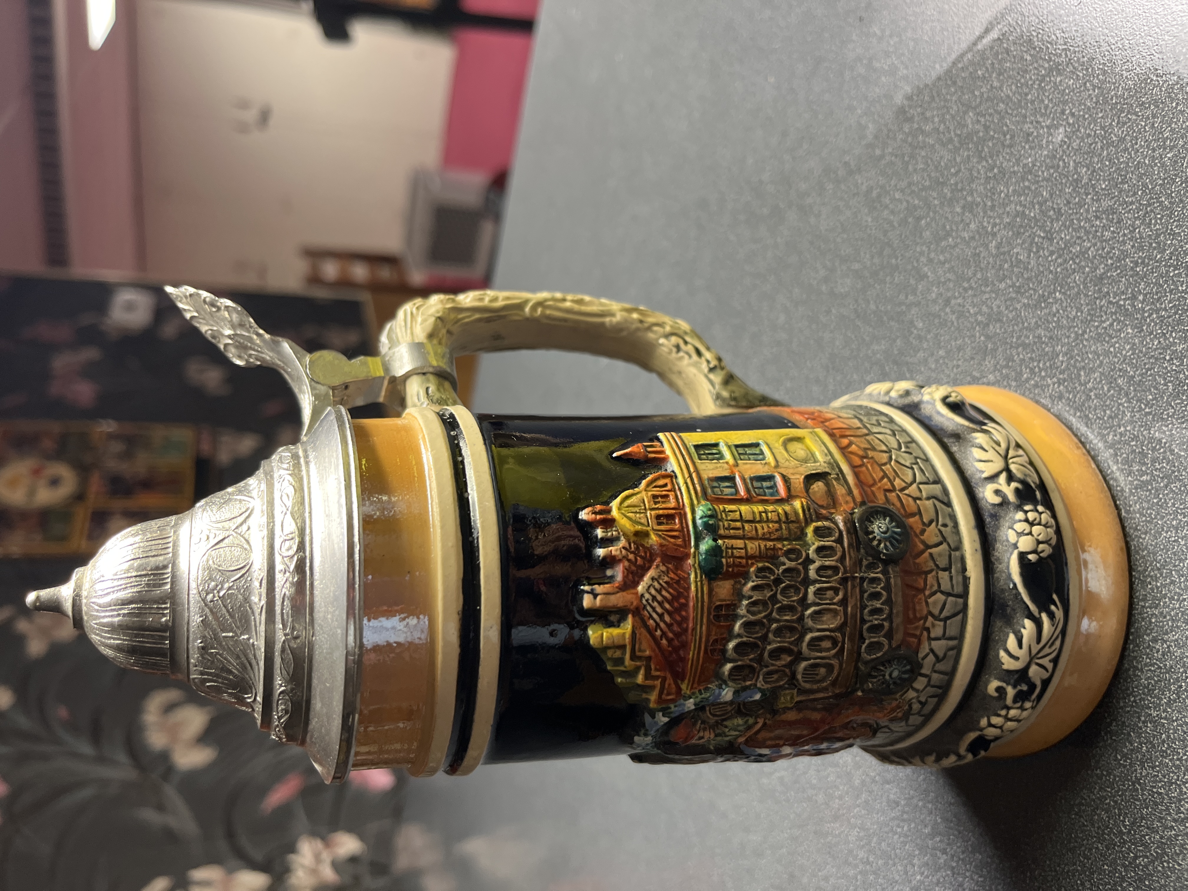 German Regimental Style Ceramic Beer Stein