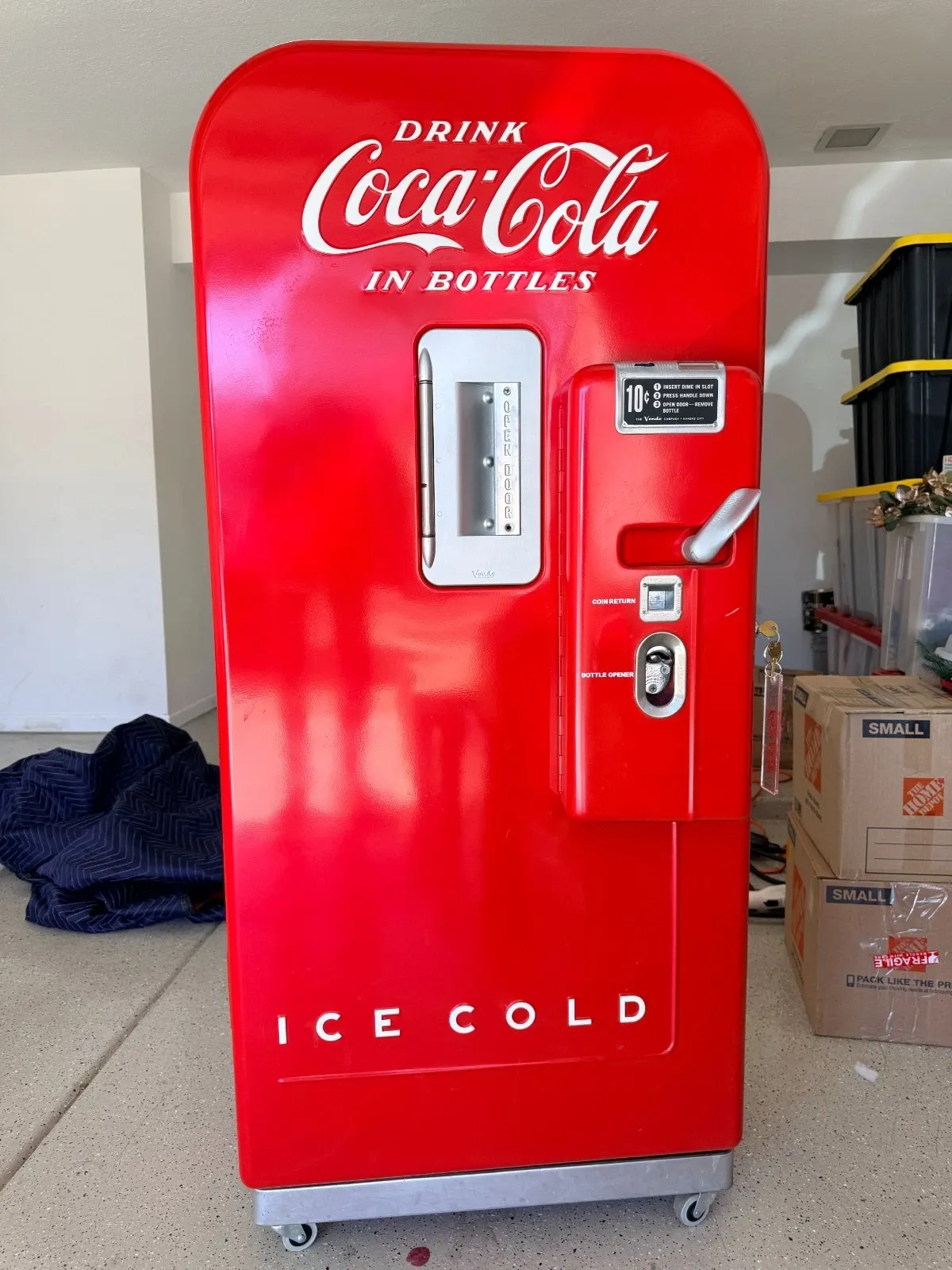 Mid‑Century Coca‑Cola Vendo 39 Style Steel Bottle Vending Machine