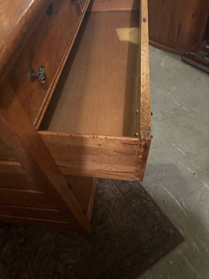 American Golden Oak Period Sideboard with Mirrored Back thumbnail 3