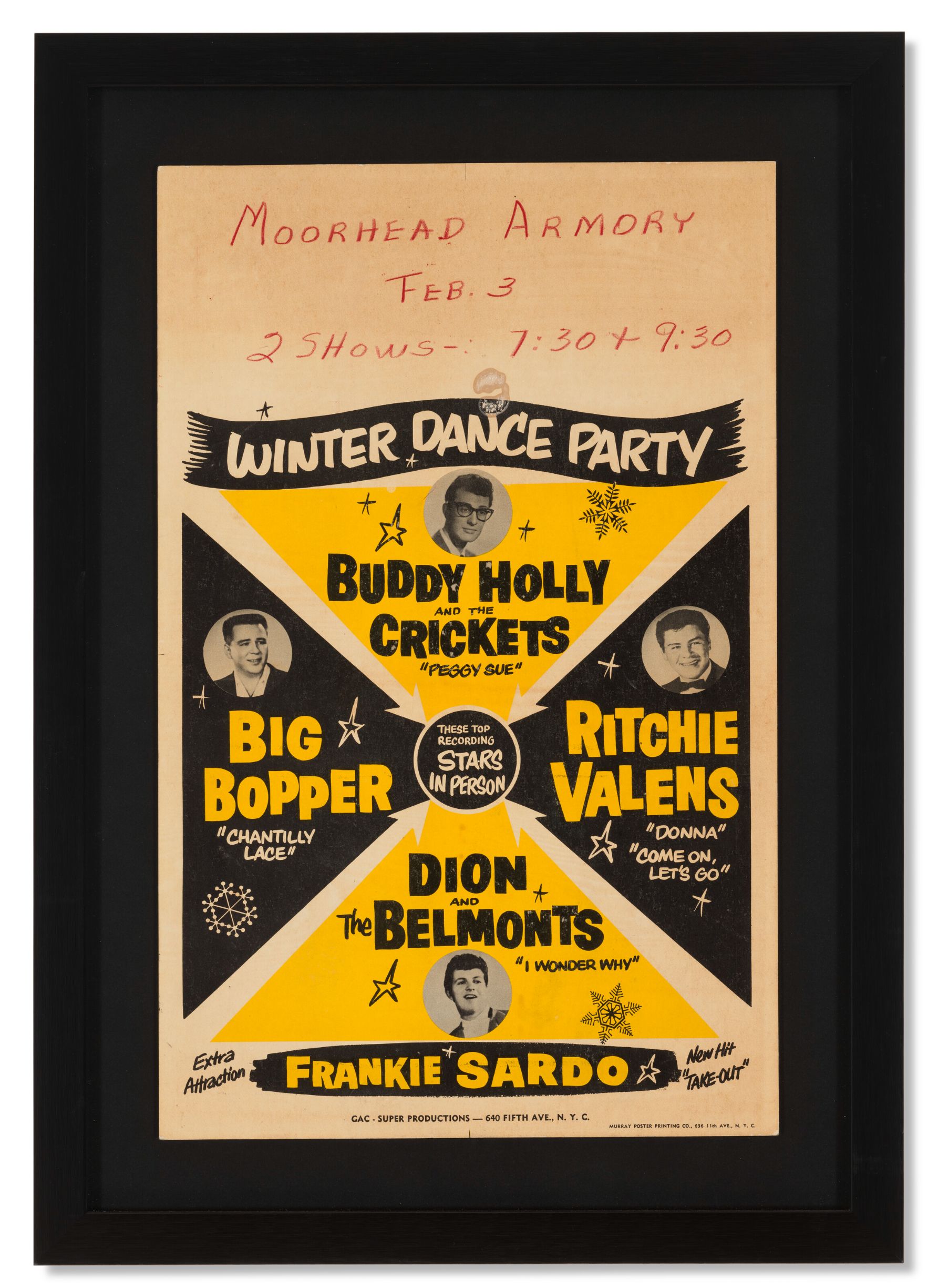 1959 Rock and Roll Winter Dance Party Concert Poster (Buddy Holly, Ritchie Valens, Big Bopper)