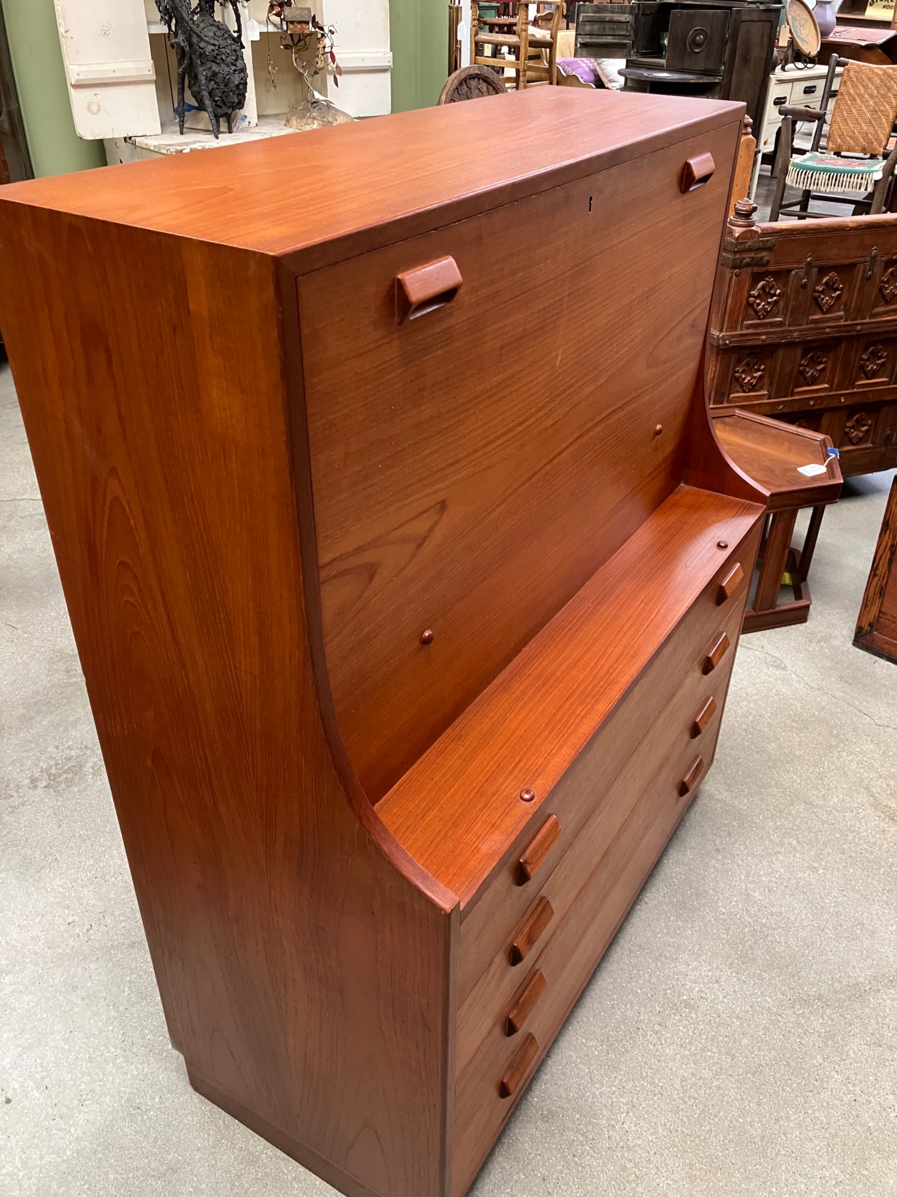 Danish Mid-Century Modern Teak Secretary Desk thumbnail 2