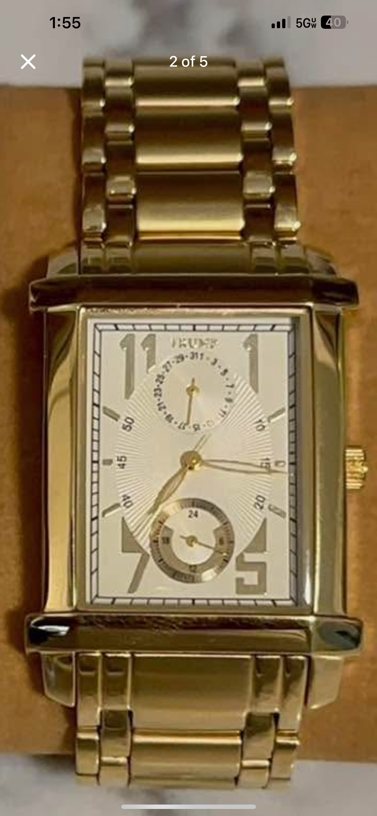 Fossil Modern Rectangular Gold-Tone Quartz Wristwatch