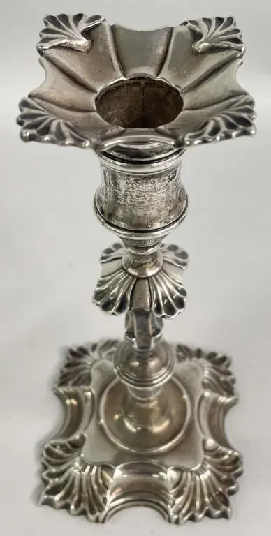 George II Rococo Sterling Silver Candlesticks (Pair) thumbnail 3
