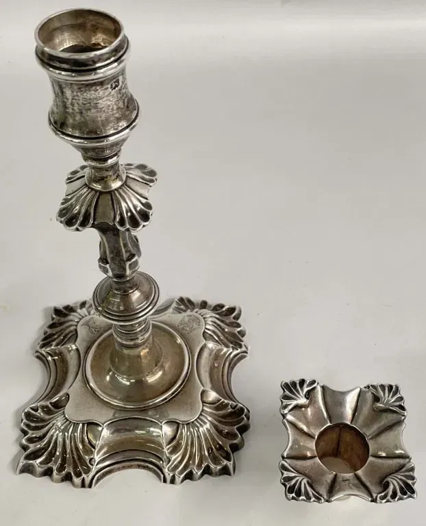 George II Rococo Sterling Silver Candlesticks (Pair) thumbnail 4
