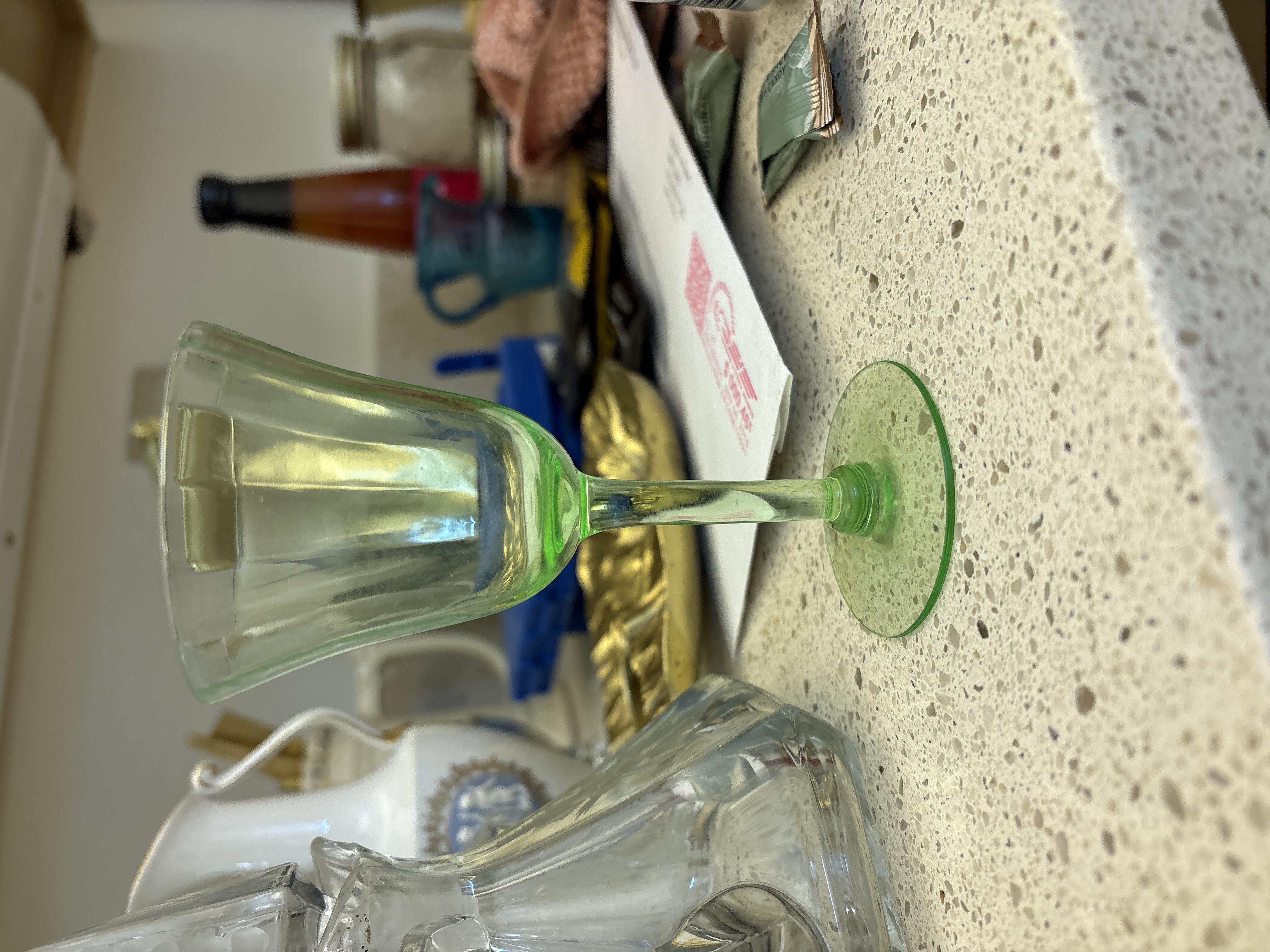 Art Deco Uranium Glass Wine Glass