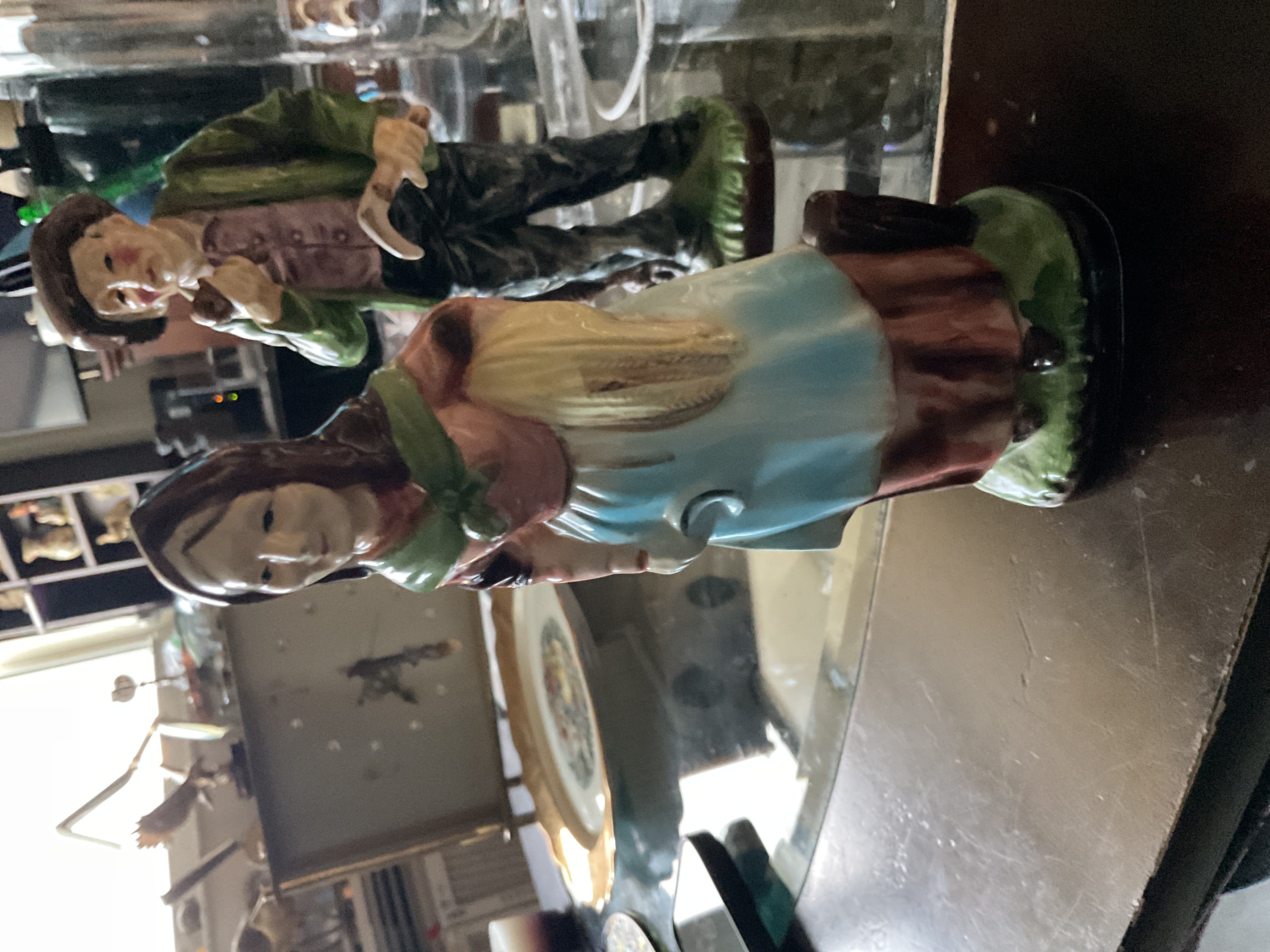 Victorian Period Glazed Ceramic Figurines (Farmer and Milkmaid)