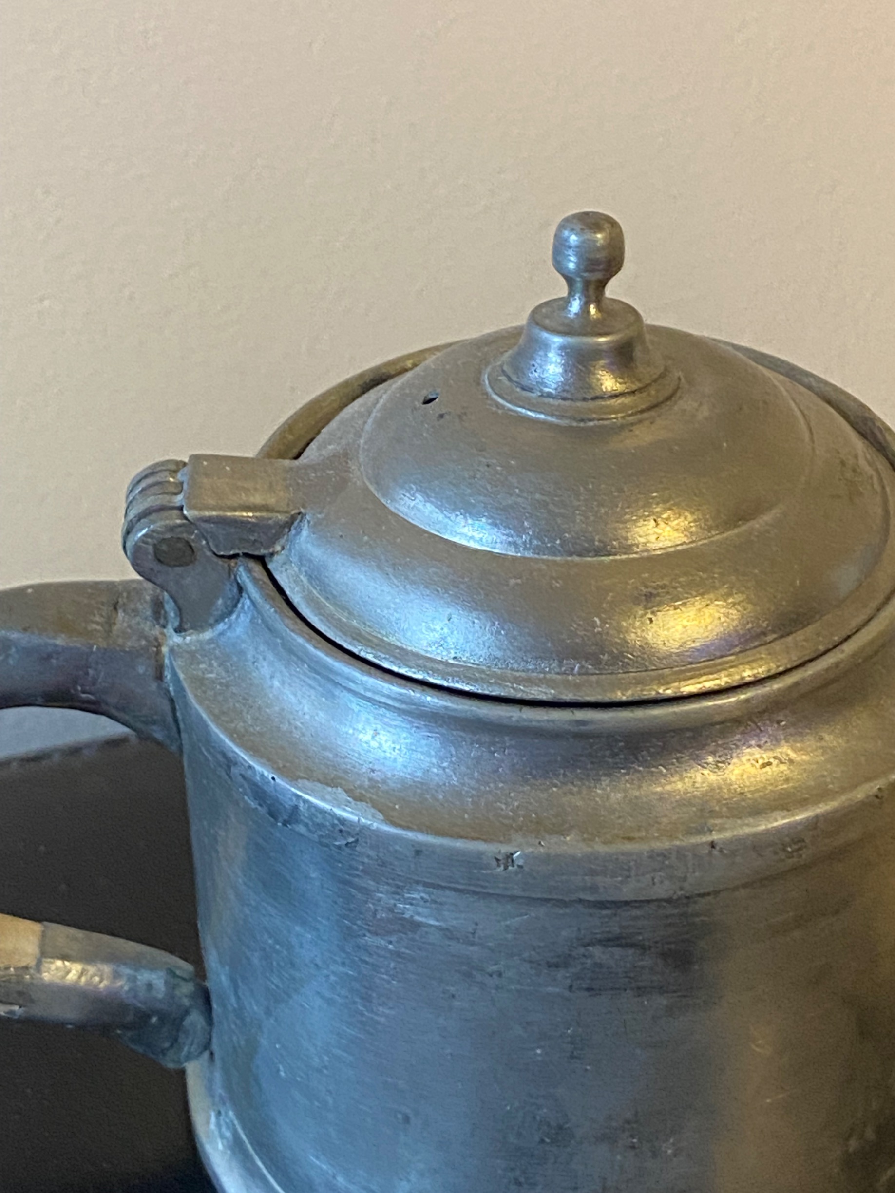 19th Century American Pewter and Wood Tavern Coffee Pot thumbnail 4