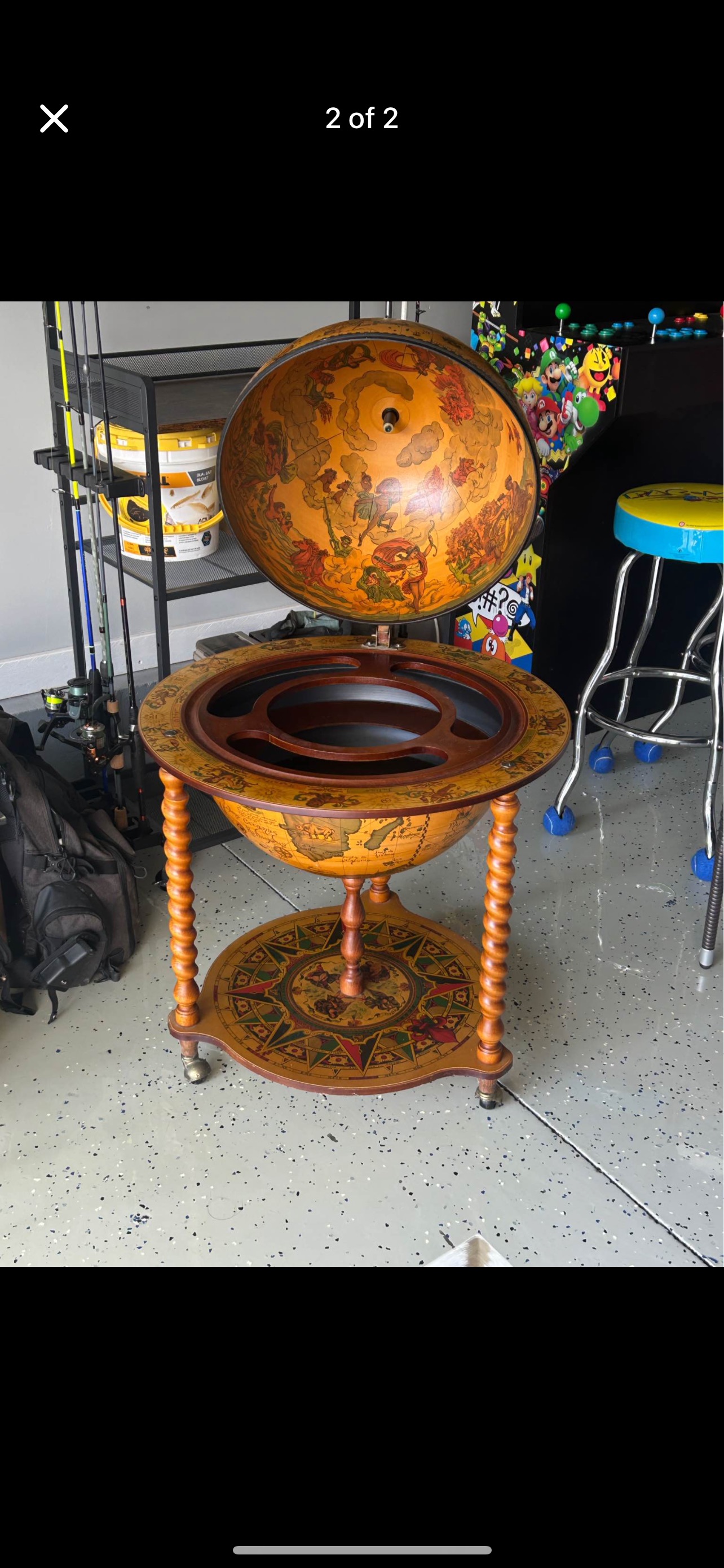 Italian Renaissance Revival Wood Globe Bar Cart
