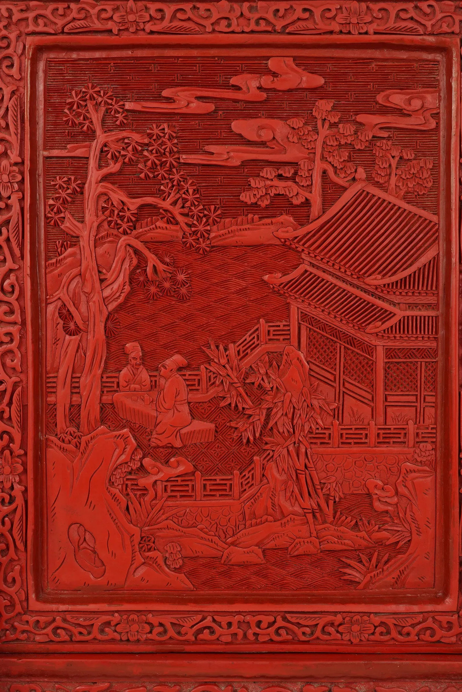 Qing Dynasty Carved Cinnabar Lacquer Table Screen thumbnail 2