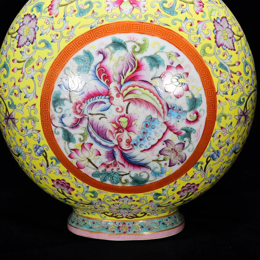 Chinese Famille Rose Style Porcelain Moon Flask