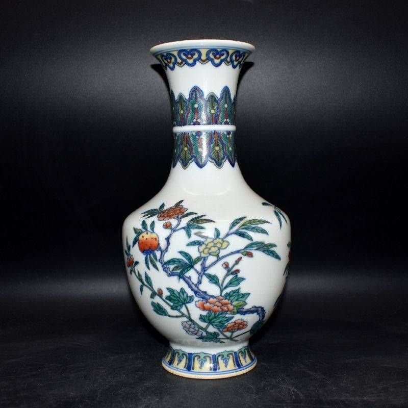 Chinese Yongzheng Style Doucai Porcelain Yuhuchun Vase (with six-character Yongzheng mark)