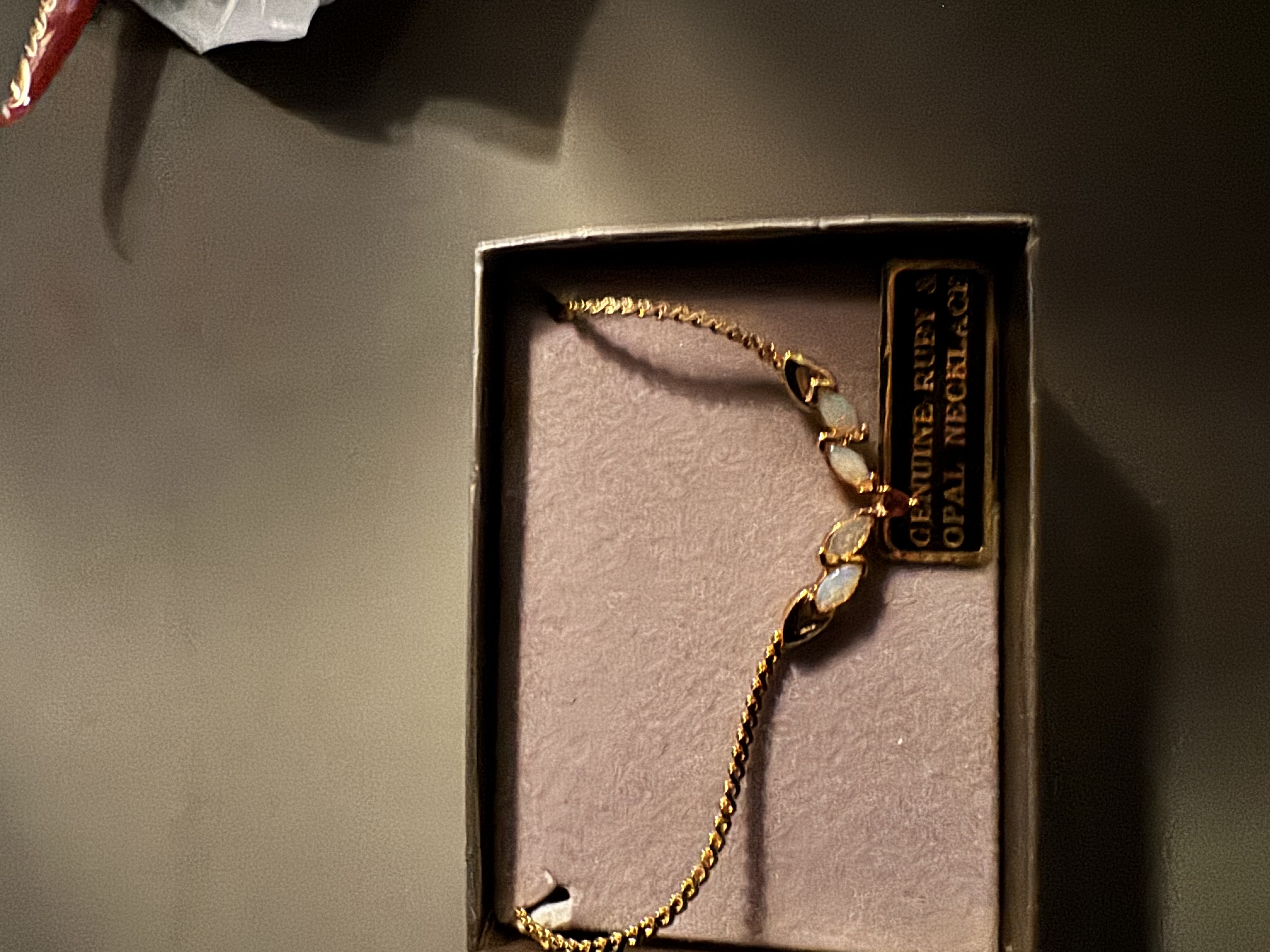 Late-20th-Century American Costume Ruby & Opal Gold-Plated Necklace