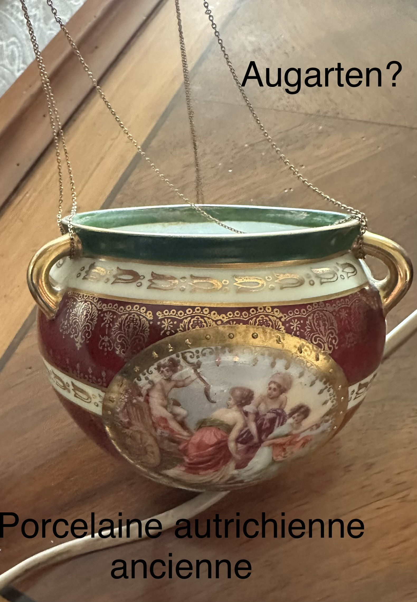 Austrian Porcelain Hanging Cachepot