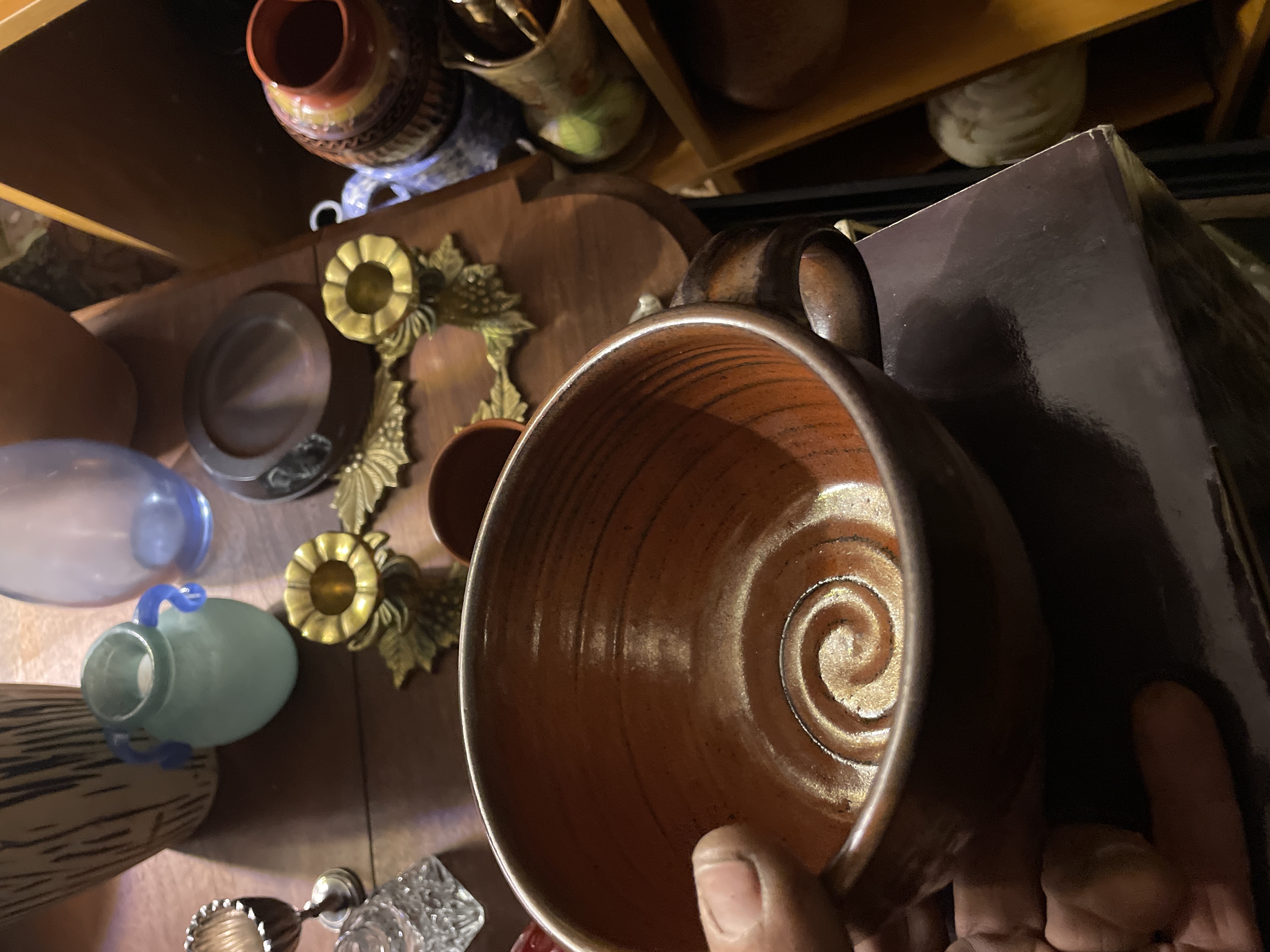 Studio Pottery Stoneware Mug with Spiral Interior
