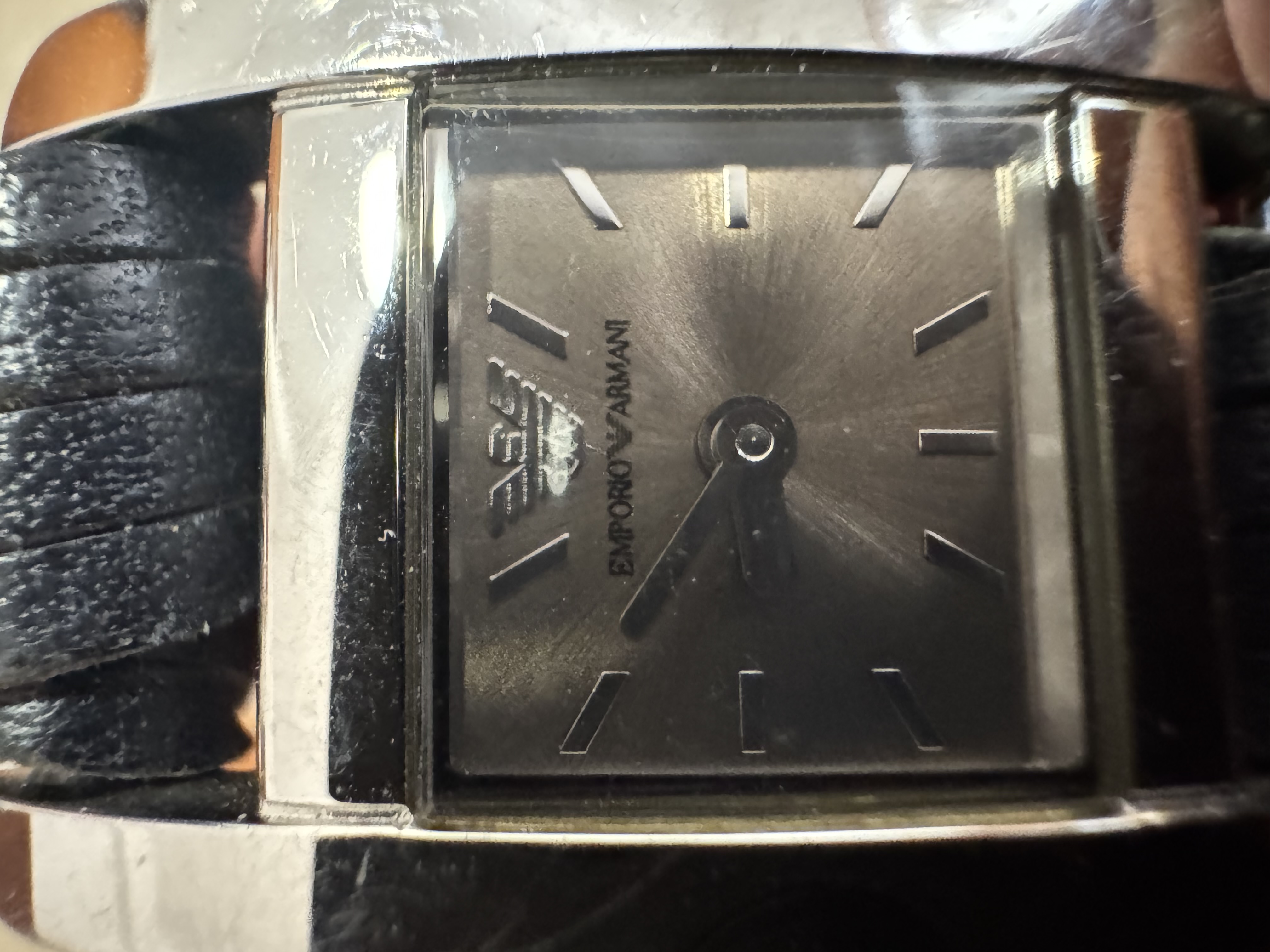 Emporio Armani Contemporary Stainless Steel Rectangular Quartz Wristwatch