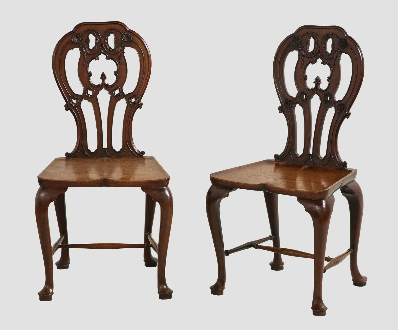 Pair of Late George II Period Carved Mahogany Hall Chairs thumbnail 2