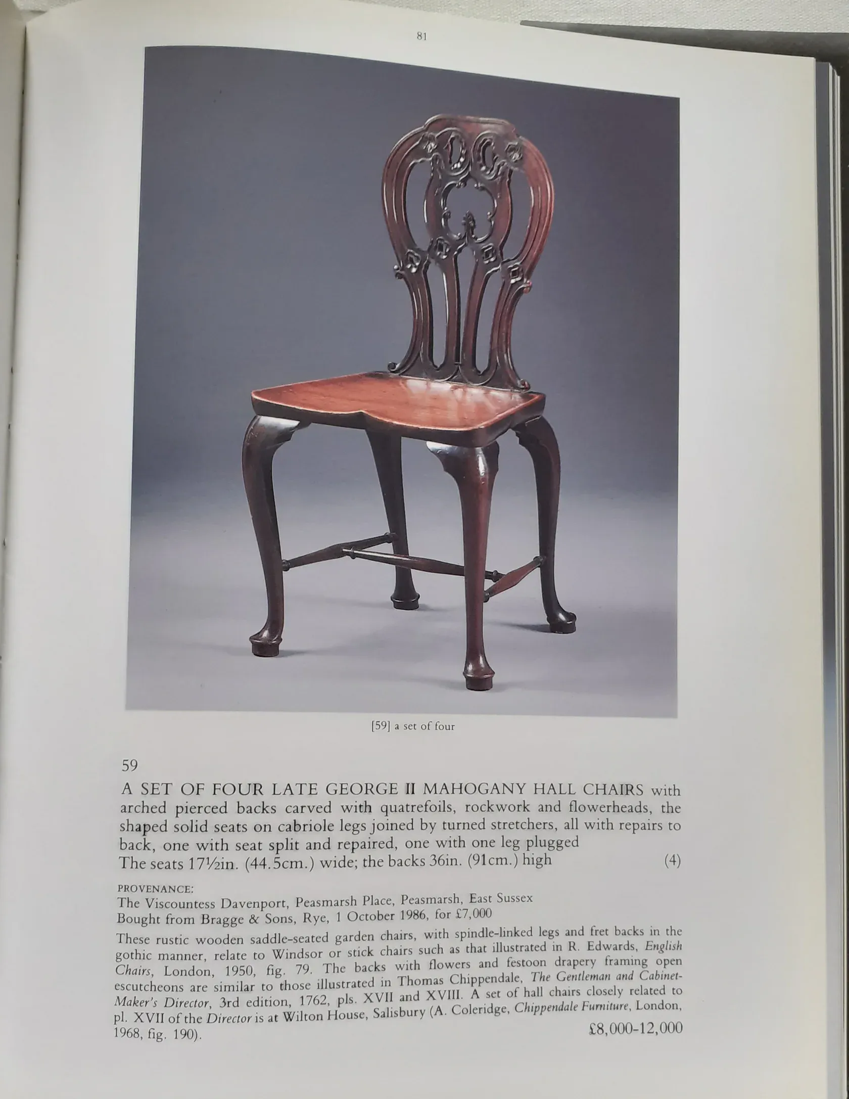 Pair of Late George II Period Carved Mahogany Hall Chairs thumbnail 8