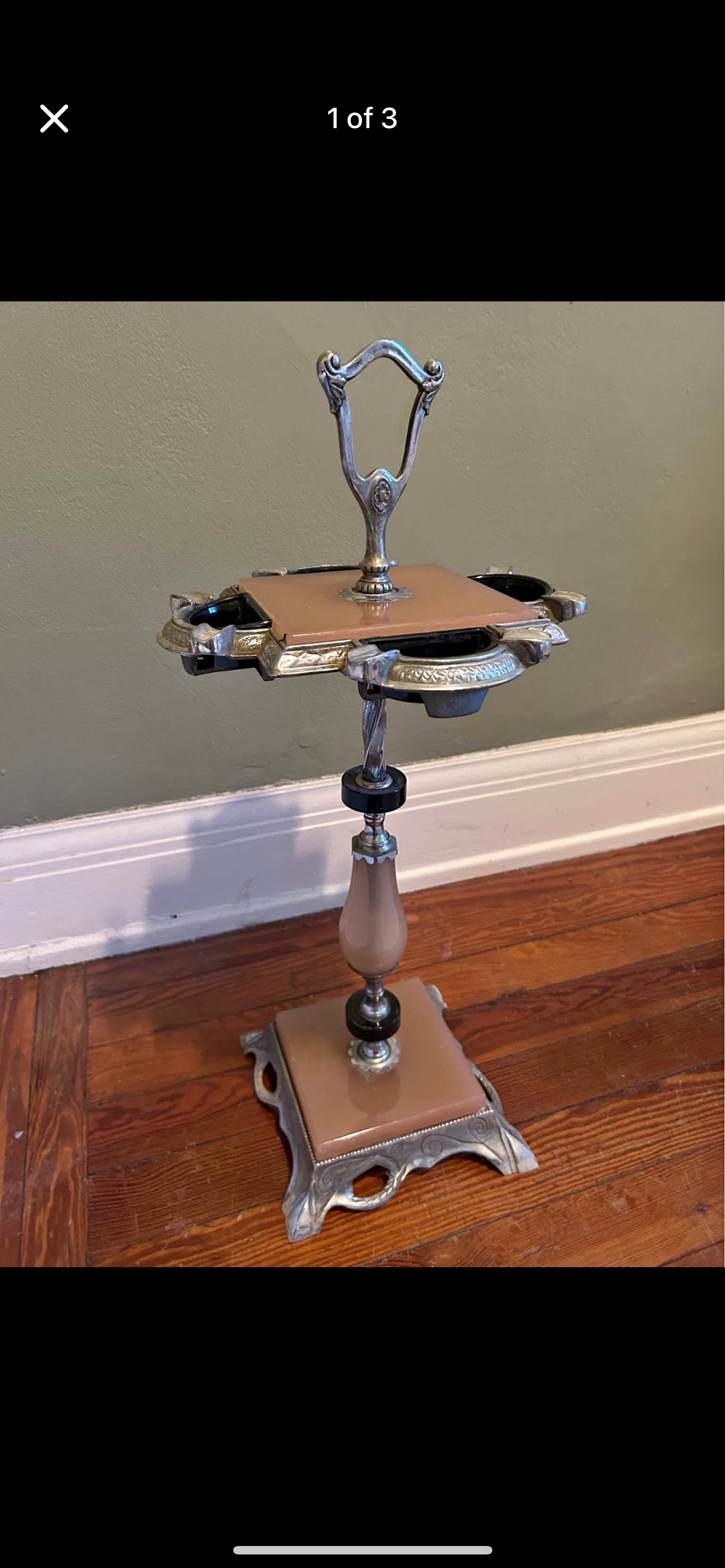 Art Deco Onyx and Chrome Smoking Stand