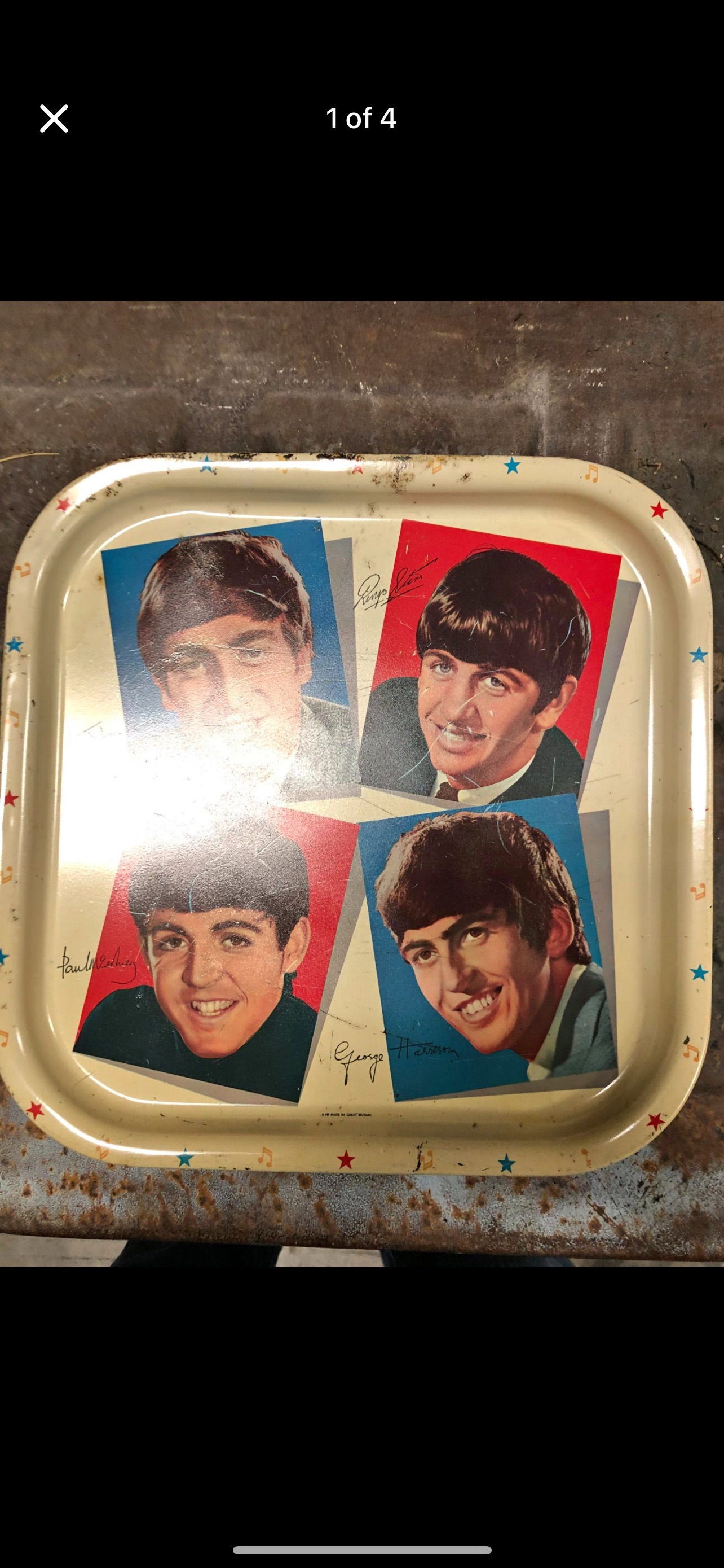1964 Beatles Tin Lithograph Serving Tray
