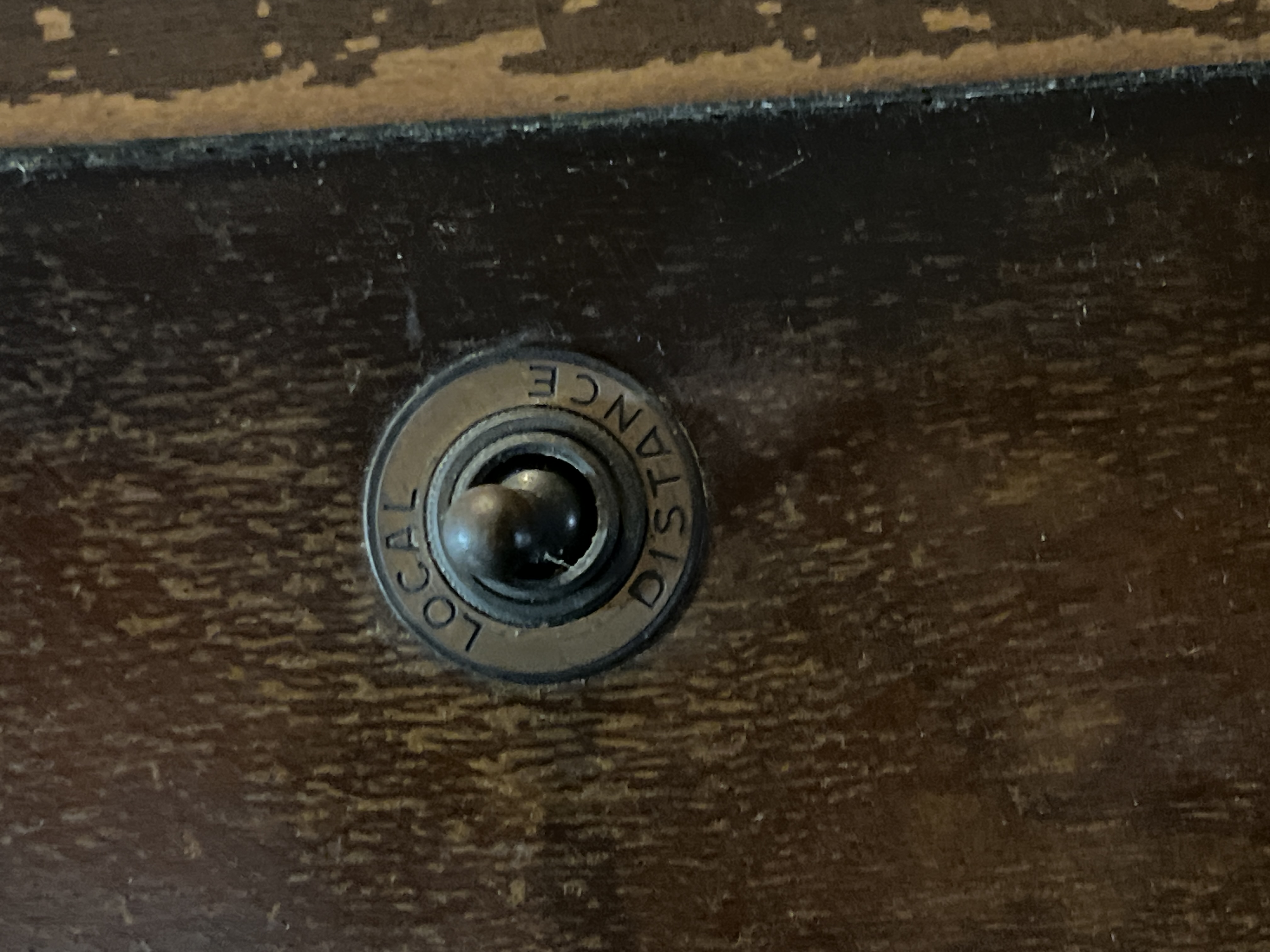 American Early 20th Century Oak Wall Telephone Local/Distance Toggle Switch