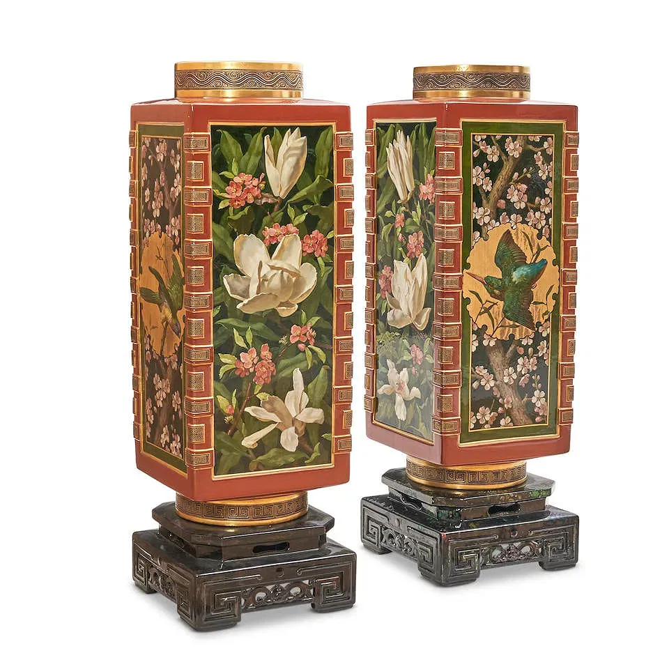 French Japonisme Period Porcelain and Bronze Cloisonné Vases thumbnail 3