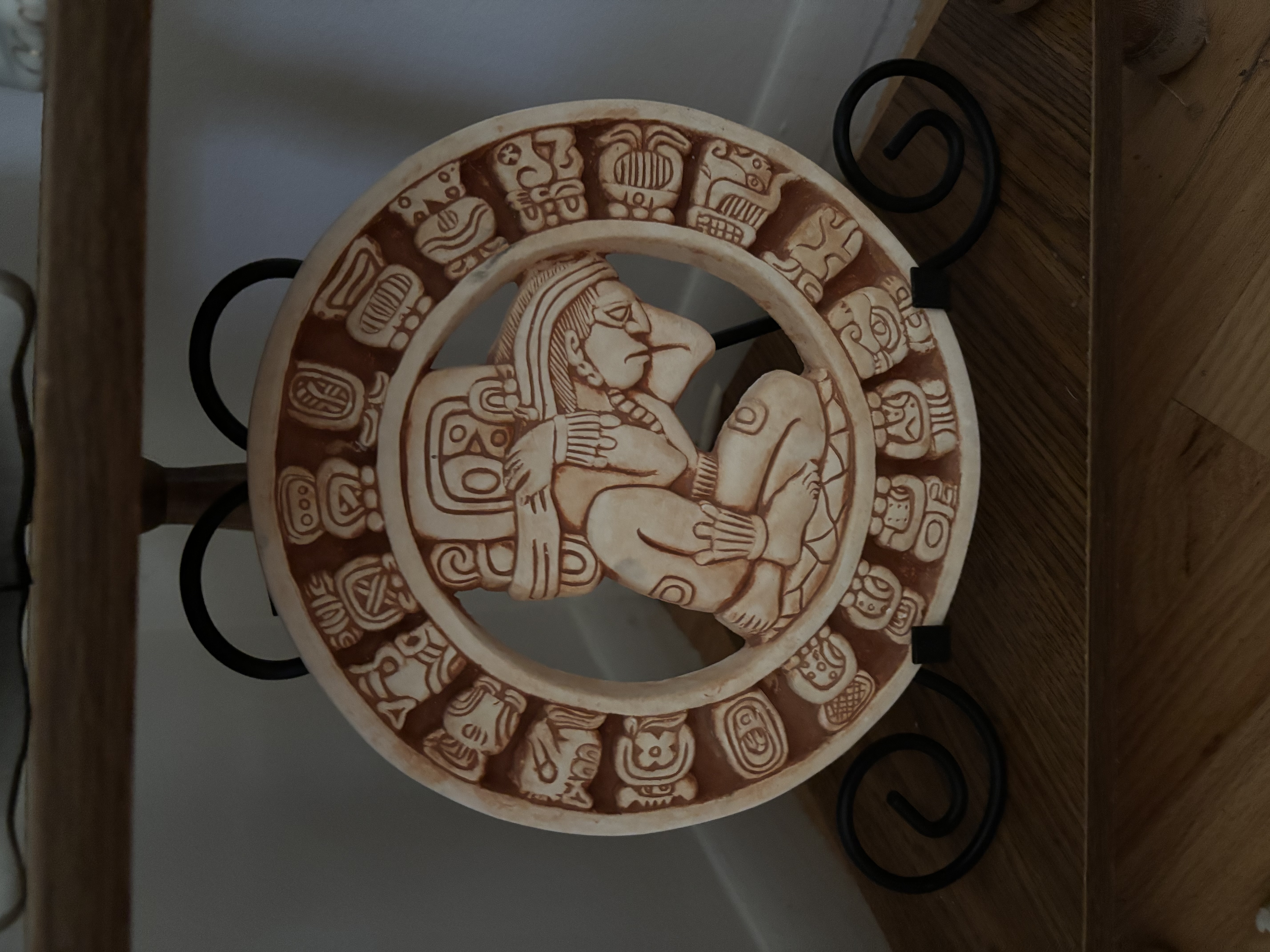 Mexican Maya Revival Ceramic Calendar Plaque