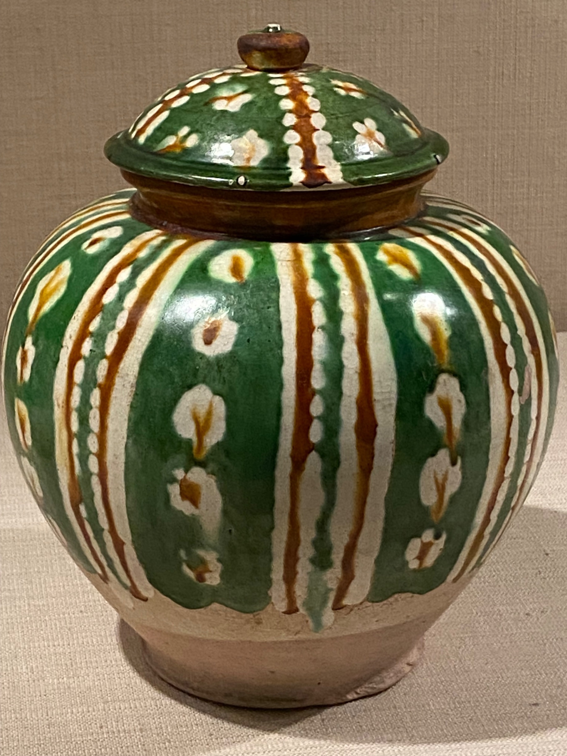 Chinese Tang Sancai Glazed Earthenware Jar with Cover