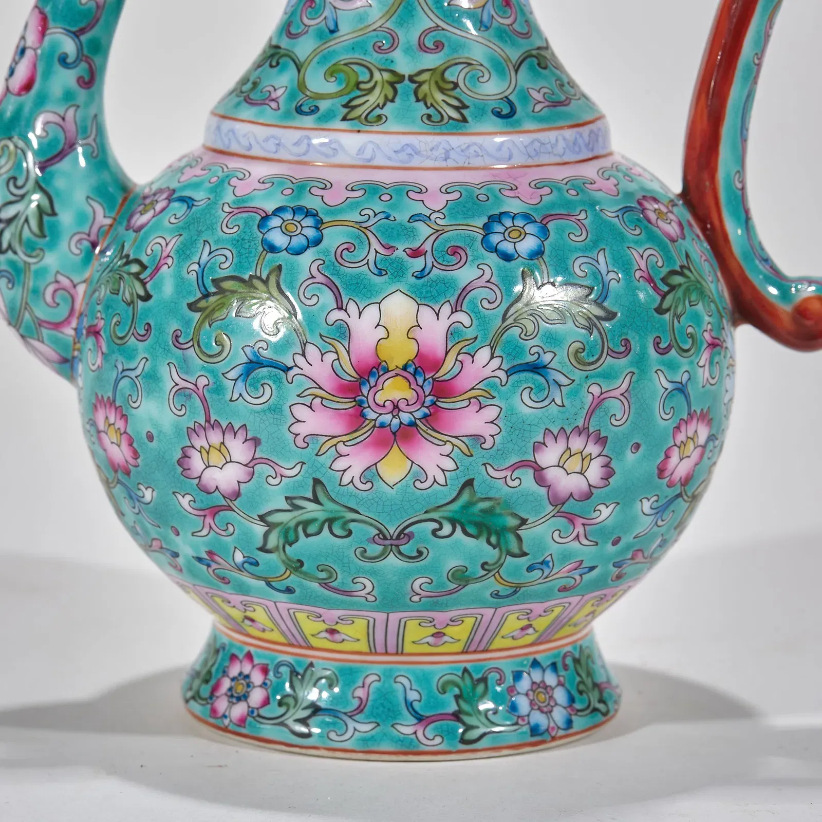 Chinese Qing Style Famille Rose Ewer with Cover thumbnail 3