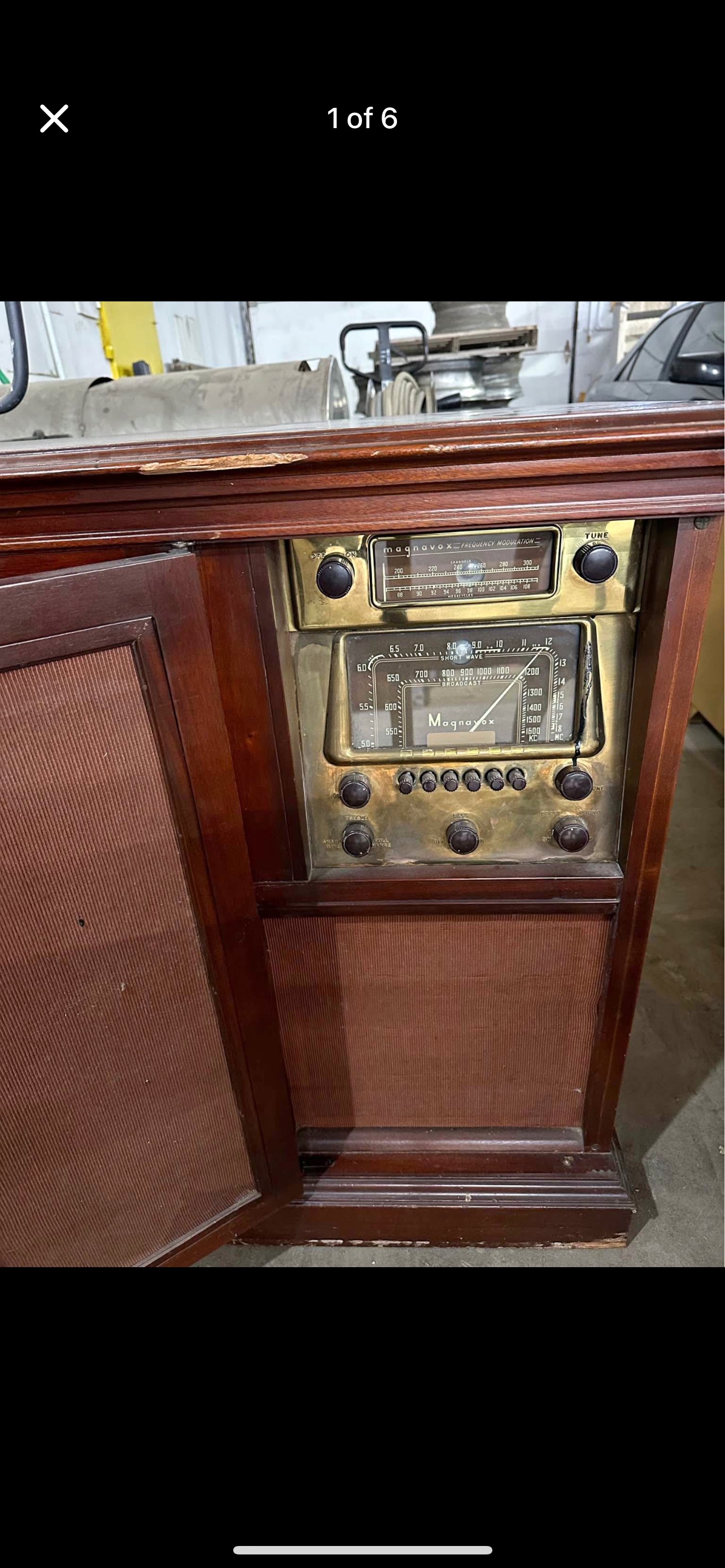 Magnavox Mid-Century Mahogany Console Radio