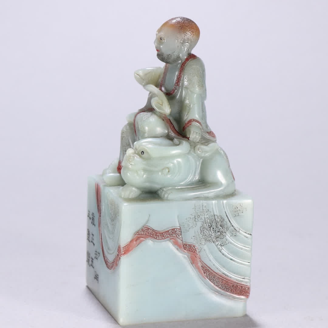 Qing Dynasty Shoushan Stone Luohan Dynasty Seal thumbnail 4