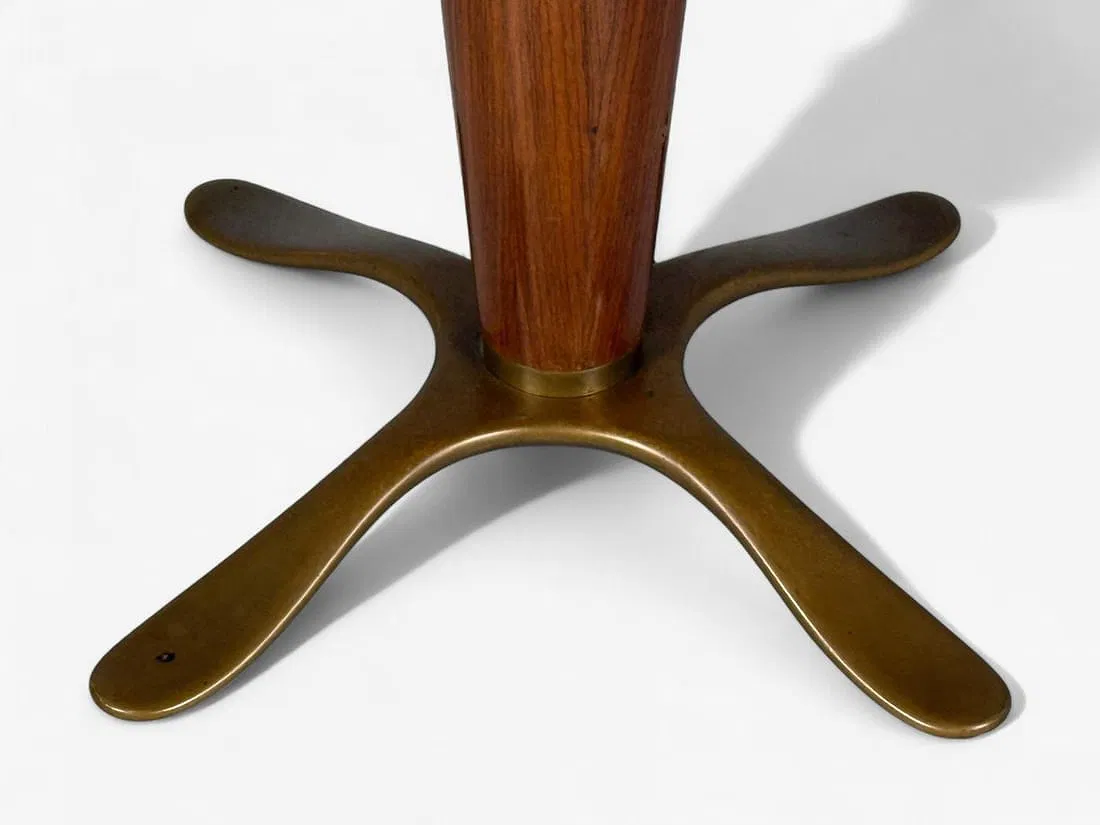 Mid-Century Modern Rosewood and Brass Pedestal Table thumbnail 5