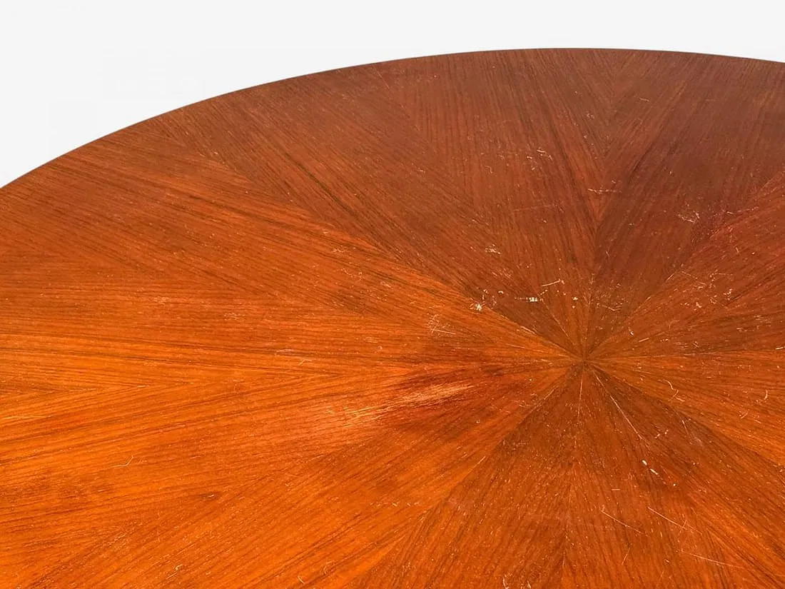 Mid-Century Modern Rosewood and Brass Pedestal Table thumbnail 6