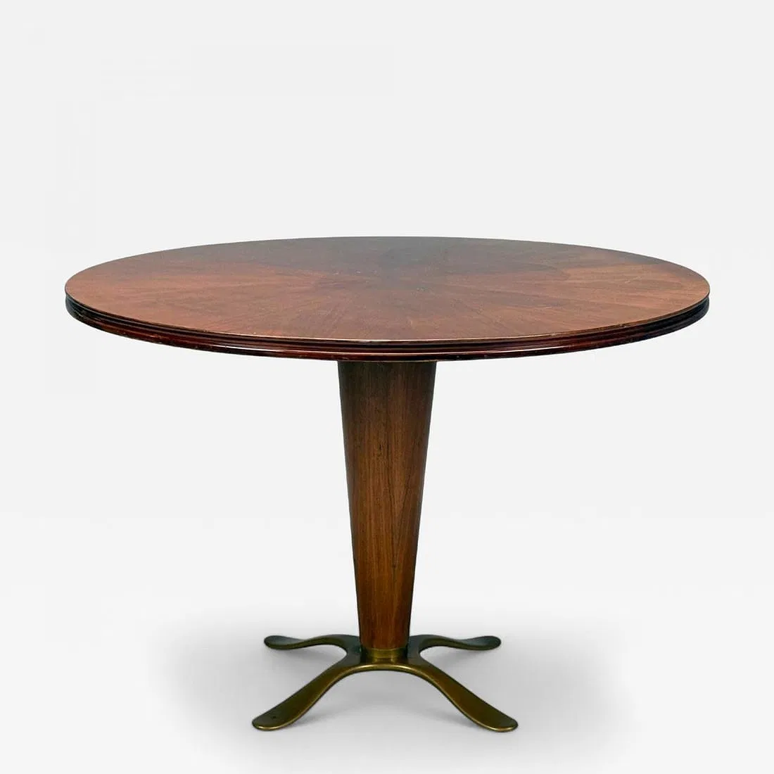 Mid-Century Modern Rosewood and Brass Pedestal Table thumbnail 8