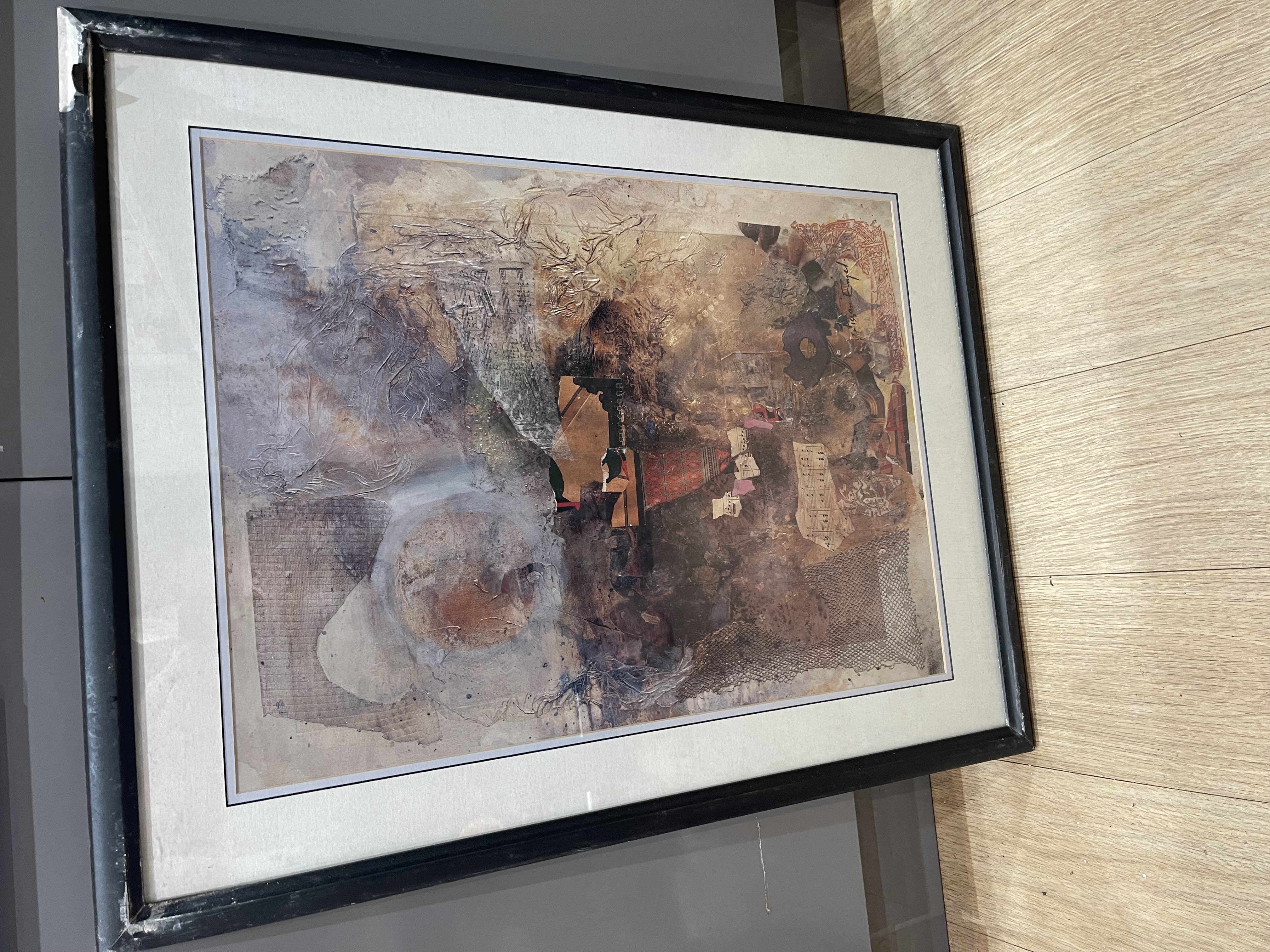 Contemporary Abstract Collage Offset Lithograph on Paper (Framed)