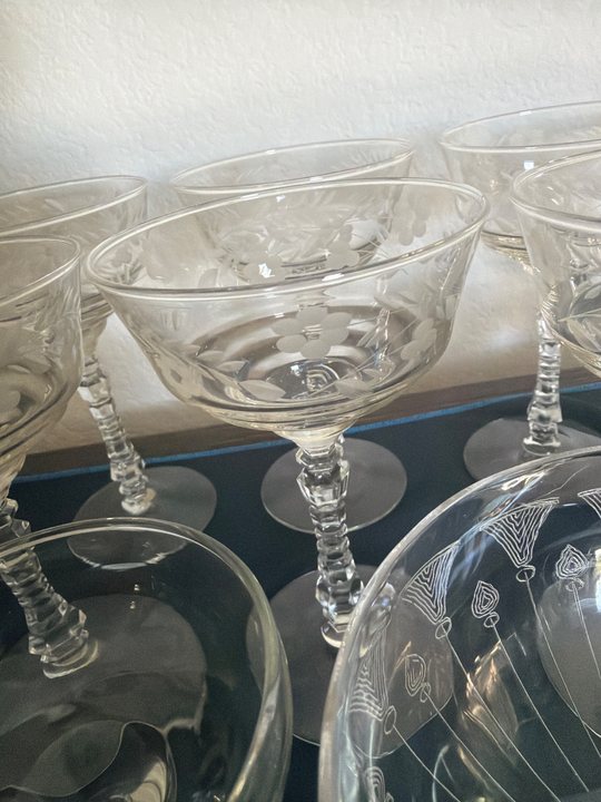 Fostoria 'Navarre' Pattern Etched Crystal Sherbet Glasses