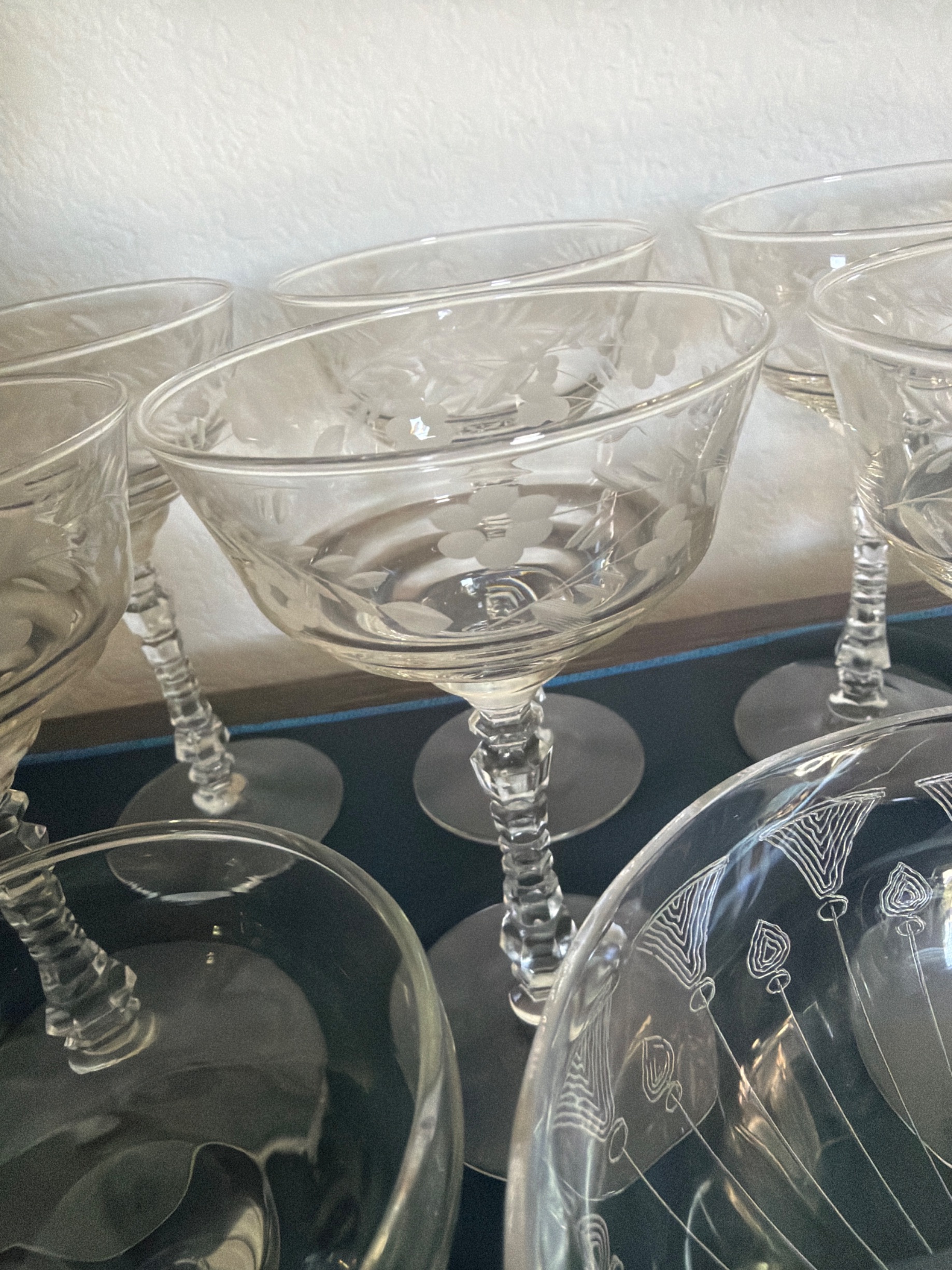 Fostoria 'Navarre' Pattern Etched Crystal Sherbet Glasses