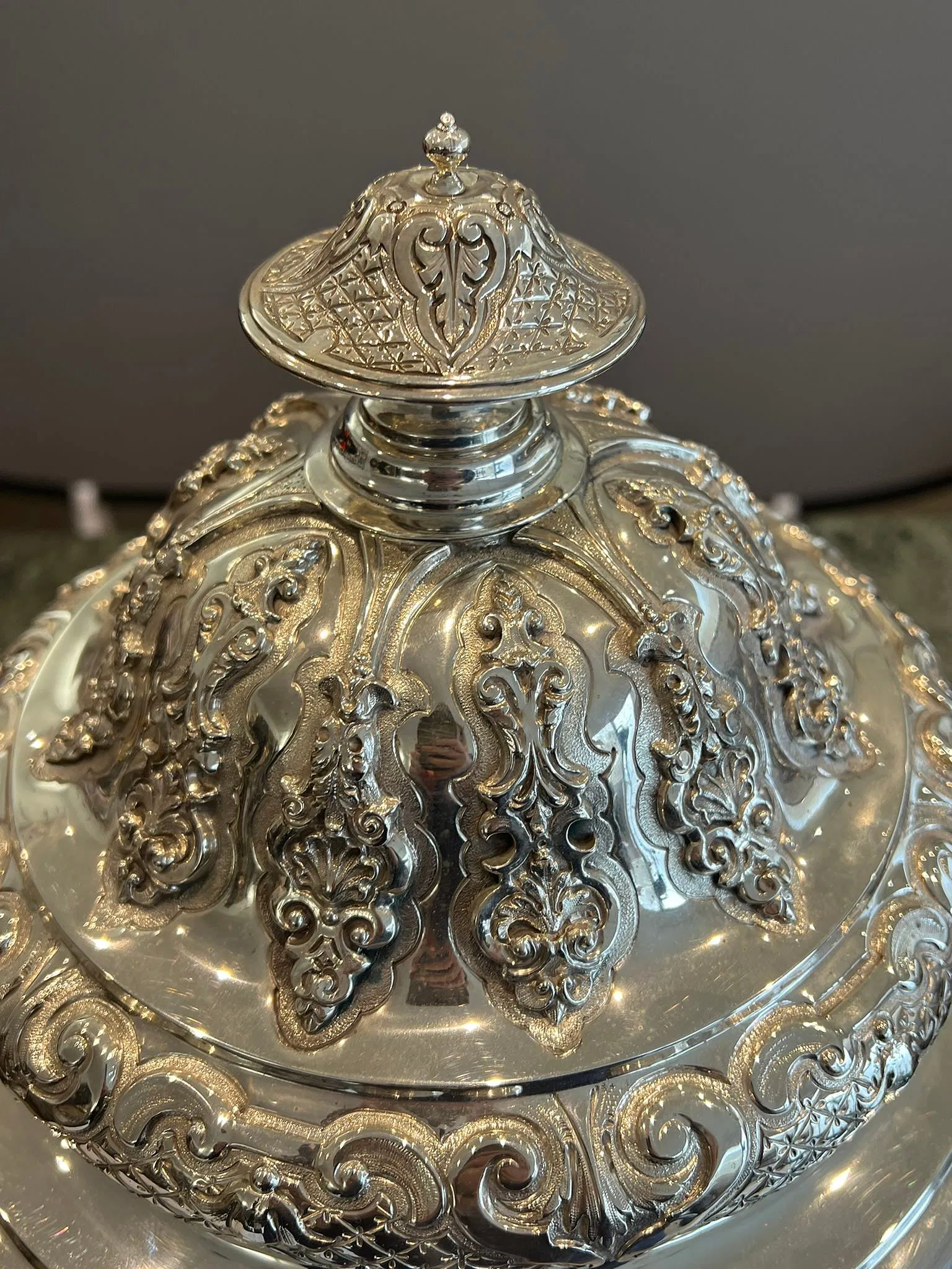American Victorian Rococo Revival Silver Presentation Covered Urn thumbnail 5