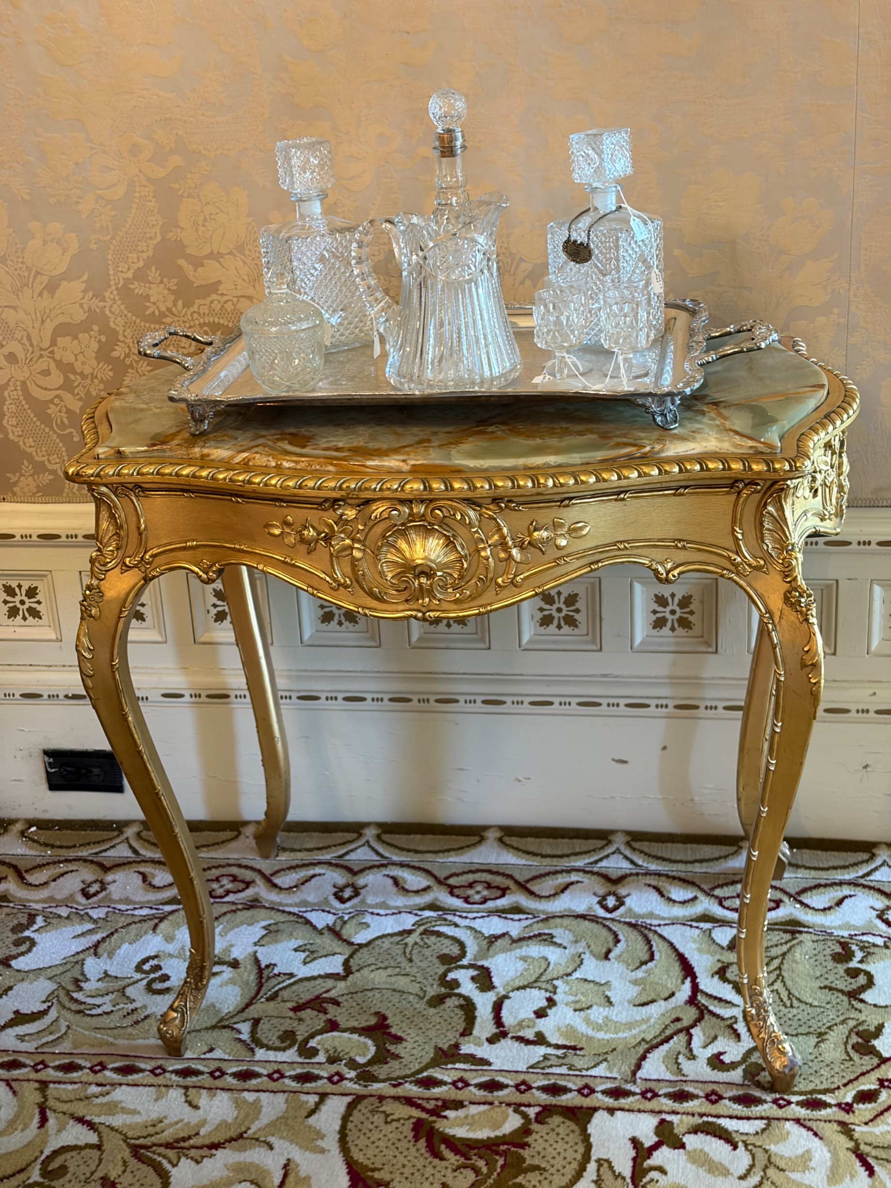 Louis XV Style Giltwood and Onyx Console Table thumbnail