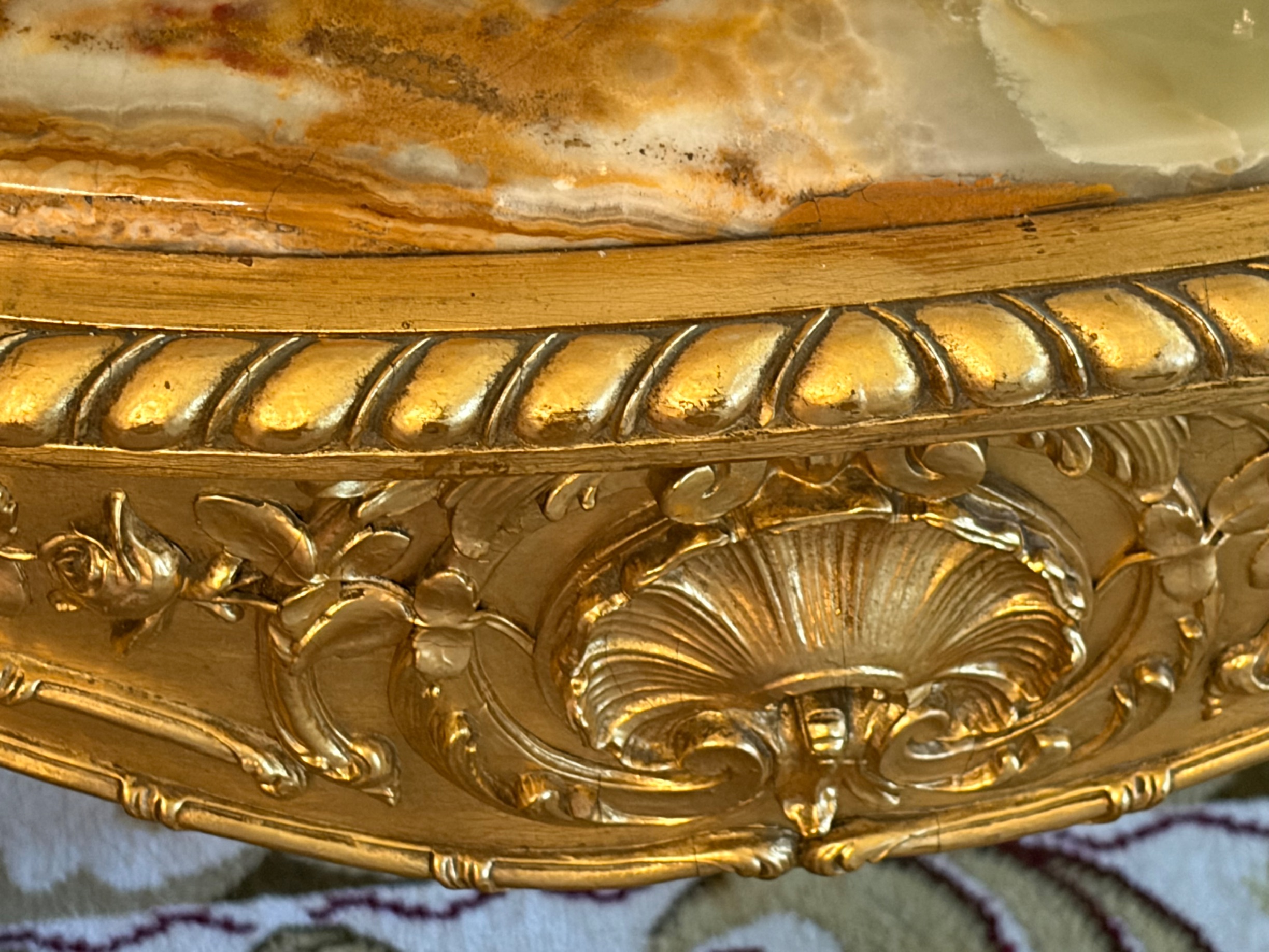 Louis XV Style Giltwood and Onyx Console Table thumbnail 5