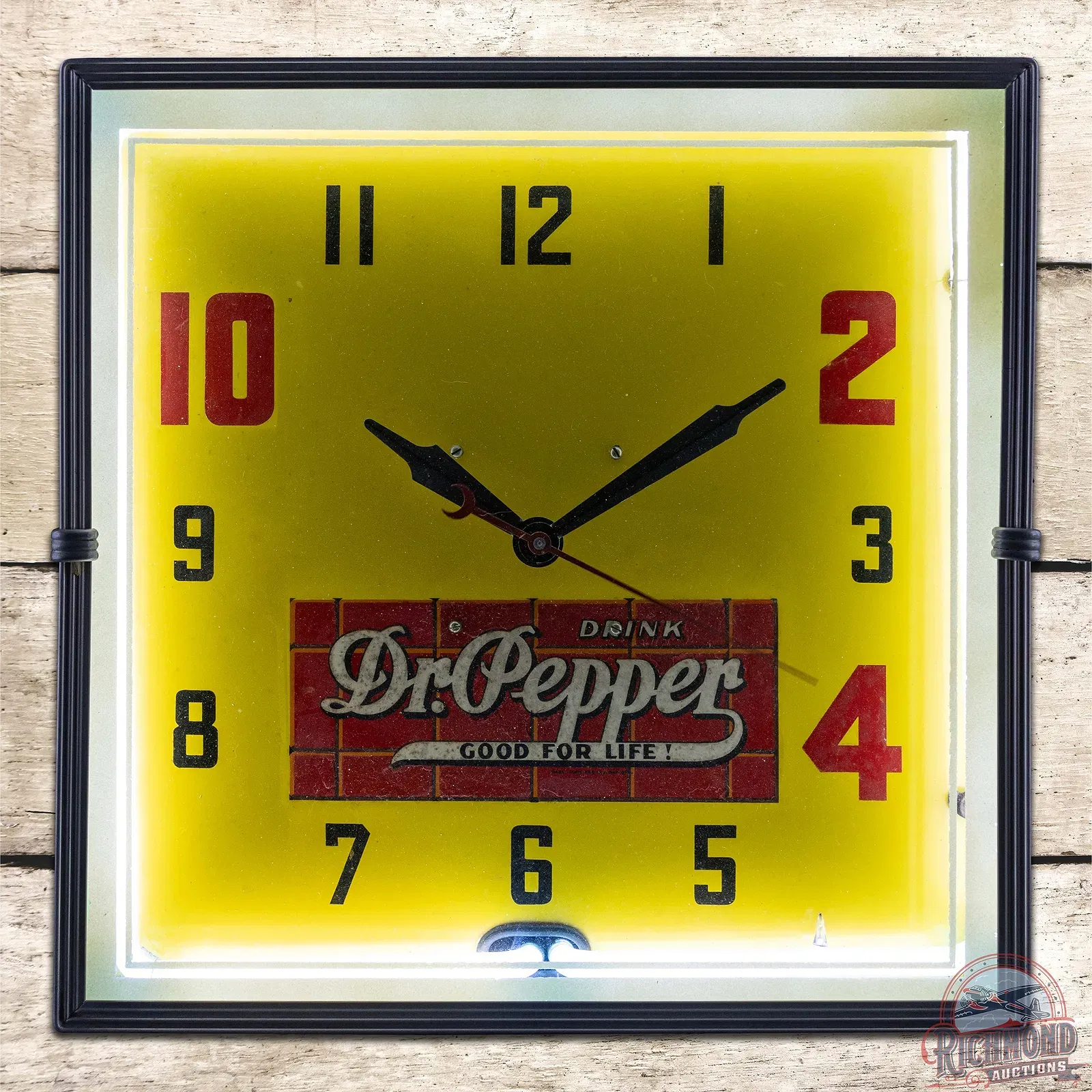 Mid-Century Dr Pepper Advertising Light-Up Glass Wall Clock