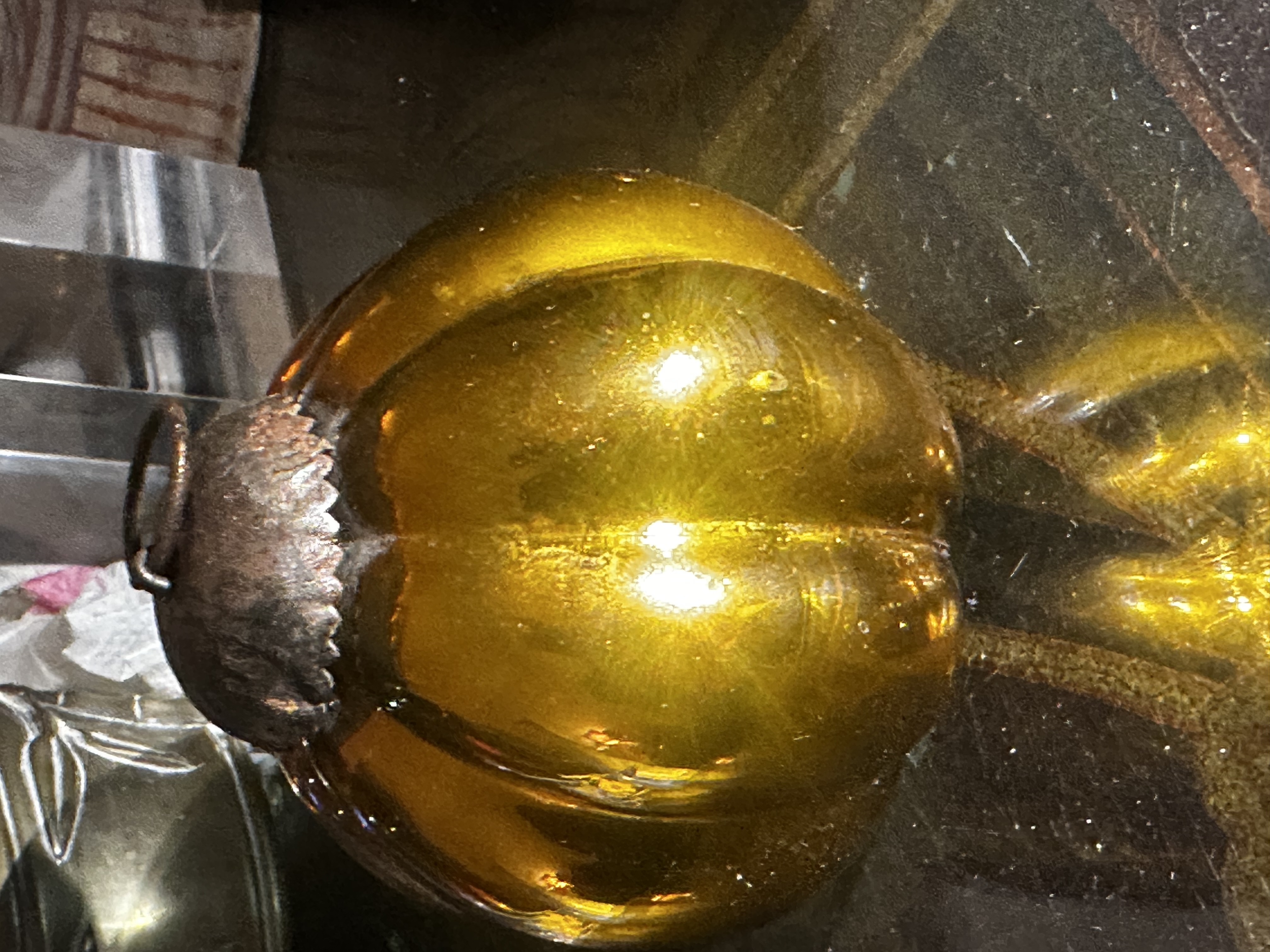 Vintage Amber Glass Pumpkin Ornament