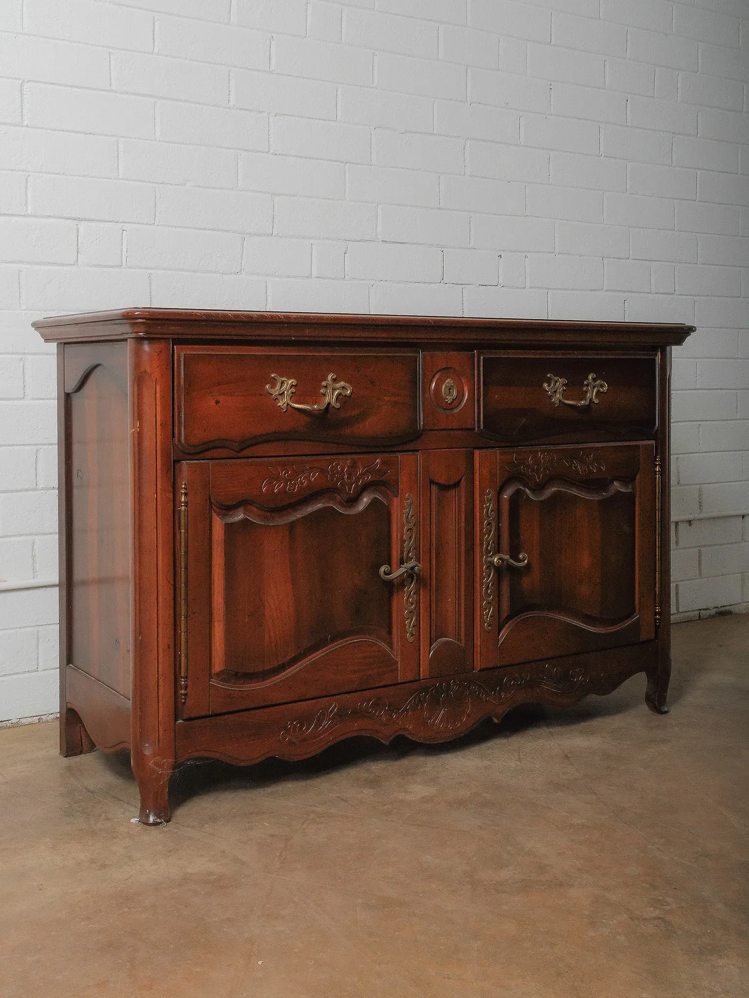 French Provincial Louis XV Style Walnut Sideboard thumbnail 2