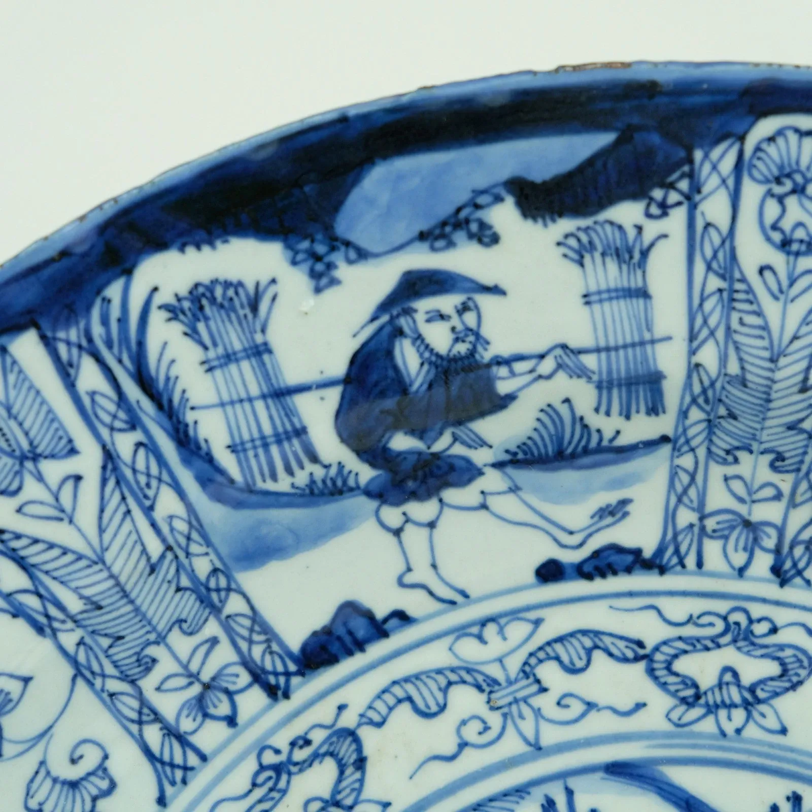 Chinese Transitional Style Blue-and-White Porcelain Landscape Figure Charger thumbnail 3