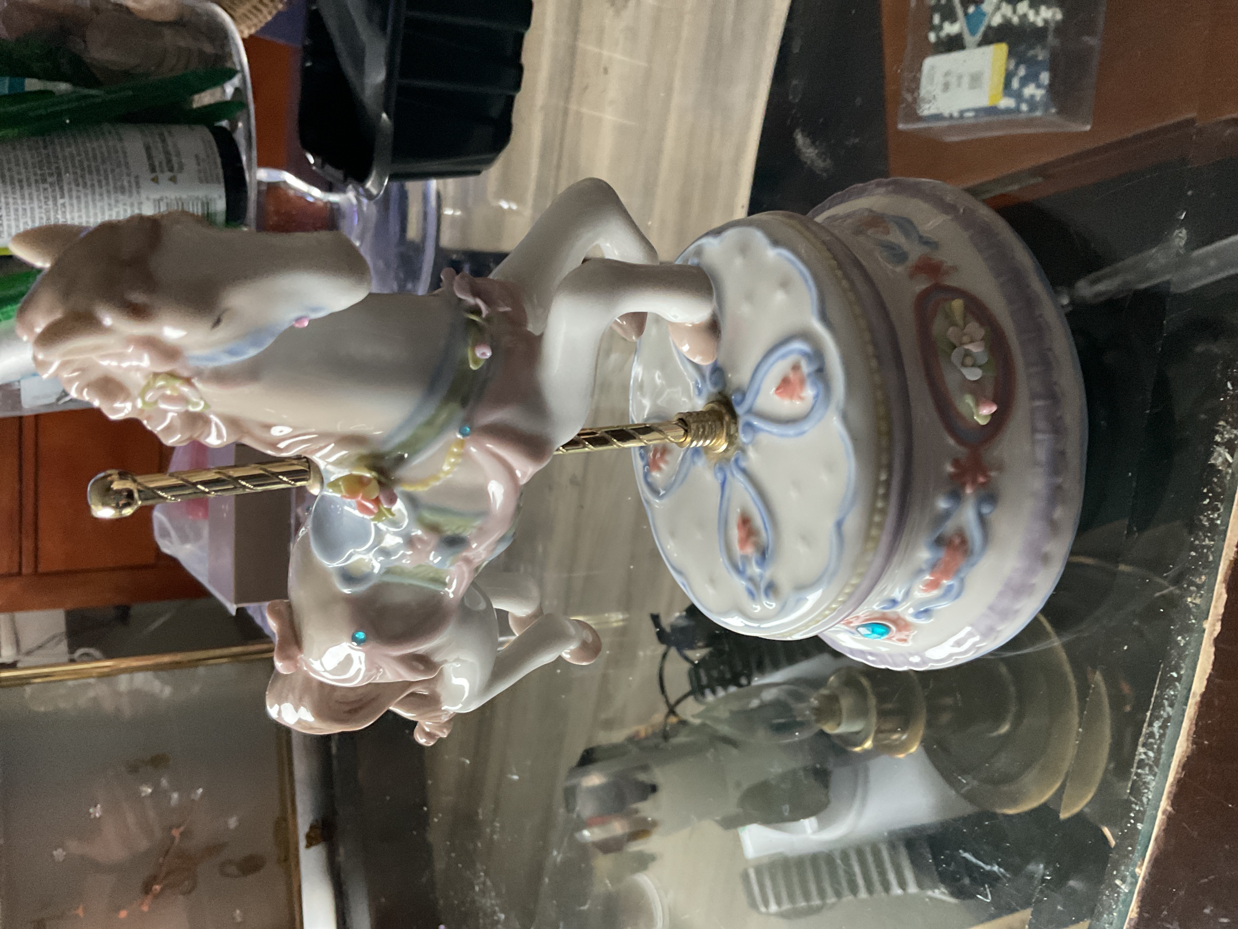 Vintage Porcelain Carousel Horse Music Box