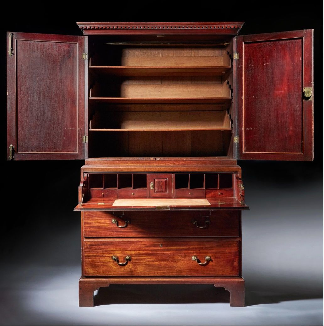 English George III Period Mahogany Secretary Bookcase thumbnail 3